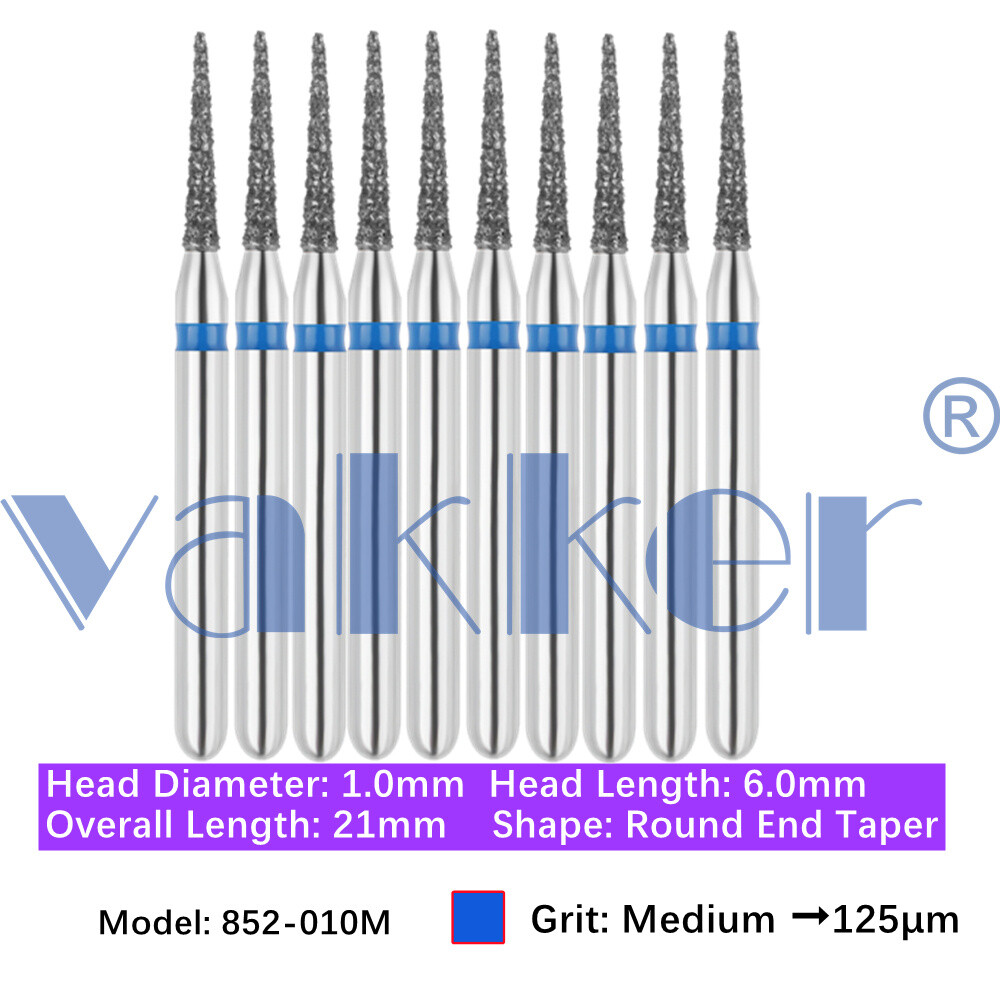 Vakker 10pc Diamond Bur X-Mas Tree Round End Taper Burs Fine Medium Coarse