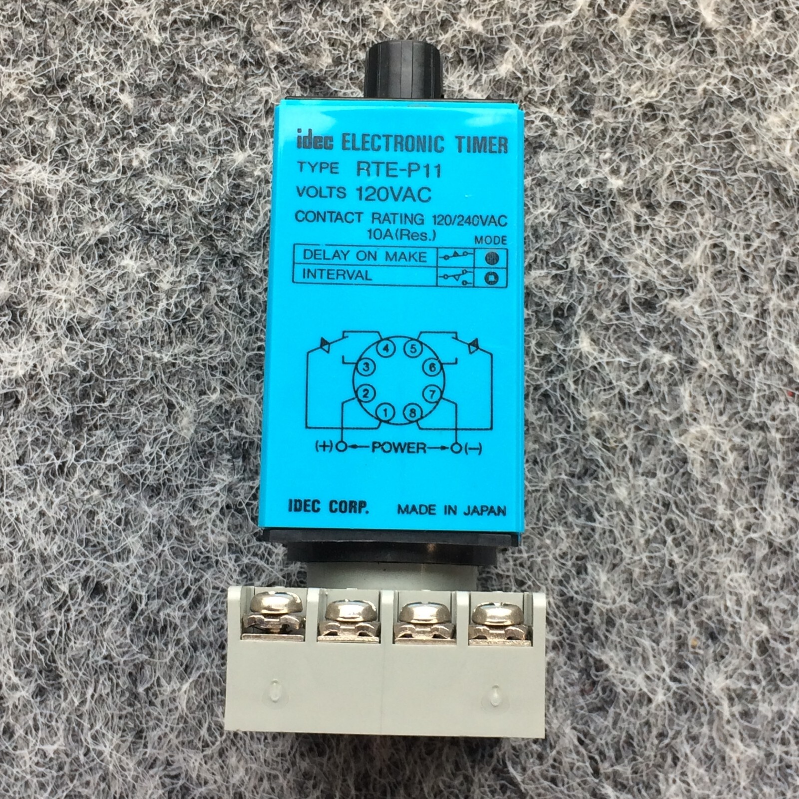 IDEC RTE-P11 Time Delay Relay, 24V AC/DC – contacts 120VAC, 8-Pin, 10 Amp, DPDT