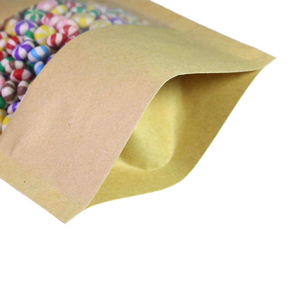 Brown Kraft/Silver/Kraft Stand Up Zip Seal Bags w/Clear Window Variety QTY Sizes