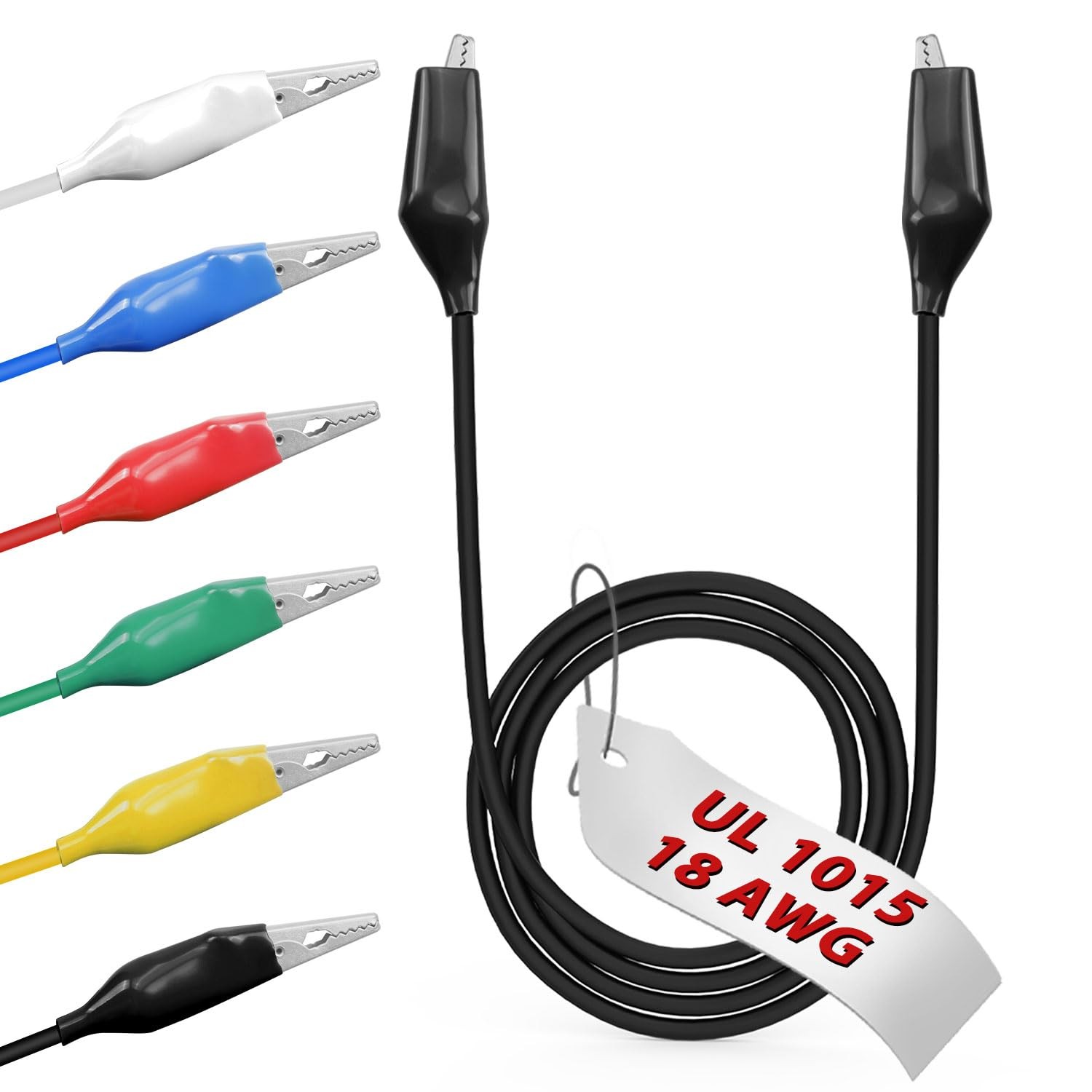 EDGELEC 6pcs/40in. Alligator Clips 40 in. (100cm), Black, Red, Green, Blue
