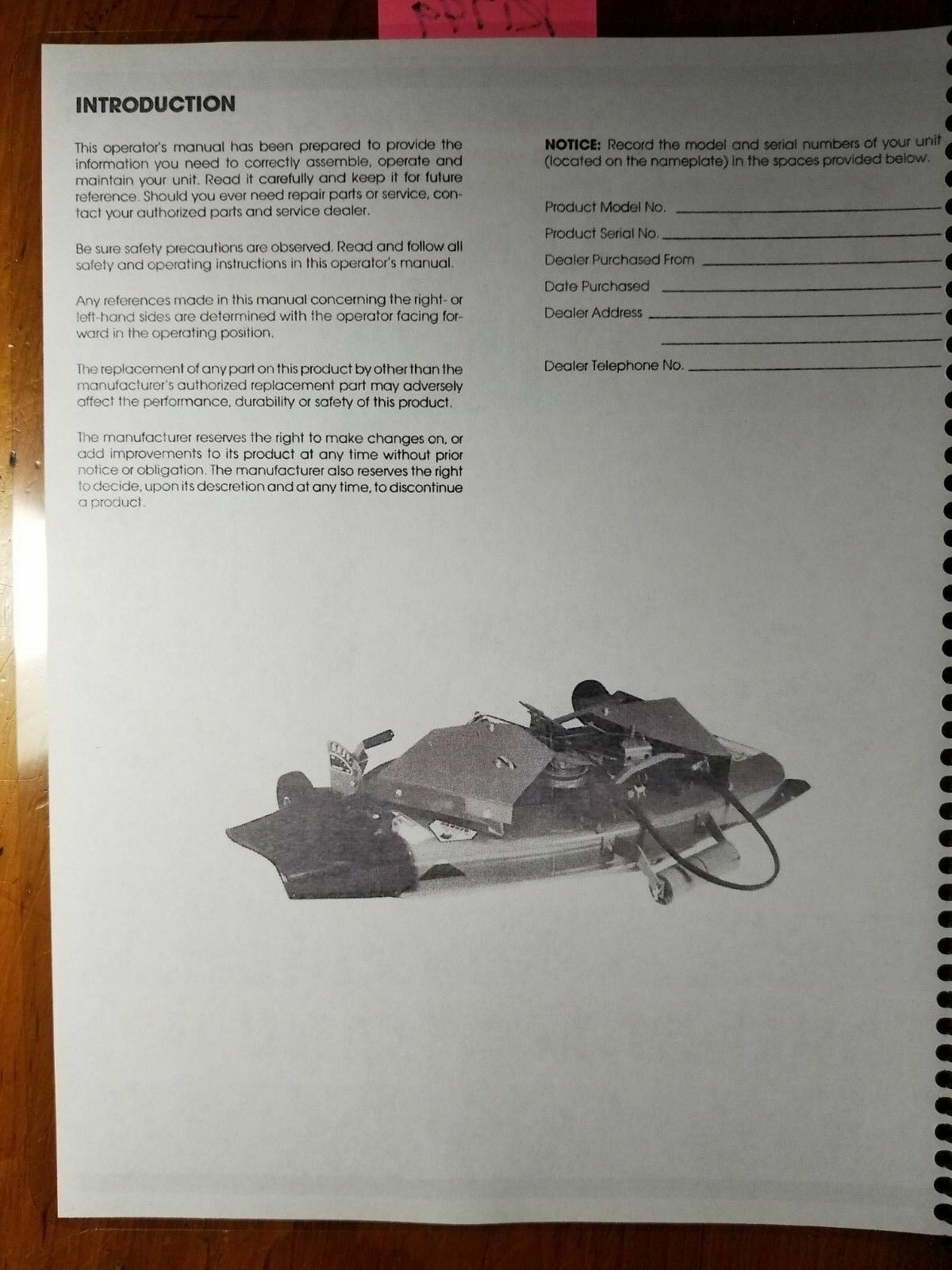 Ford 38″ Side Discharge Rotary Mower 09GN3697 1986-87 Operator Manual SE4489A