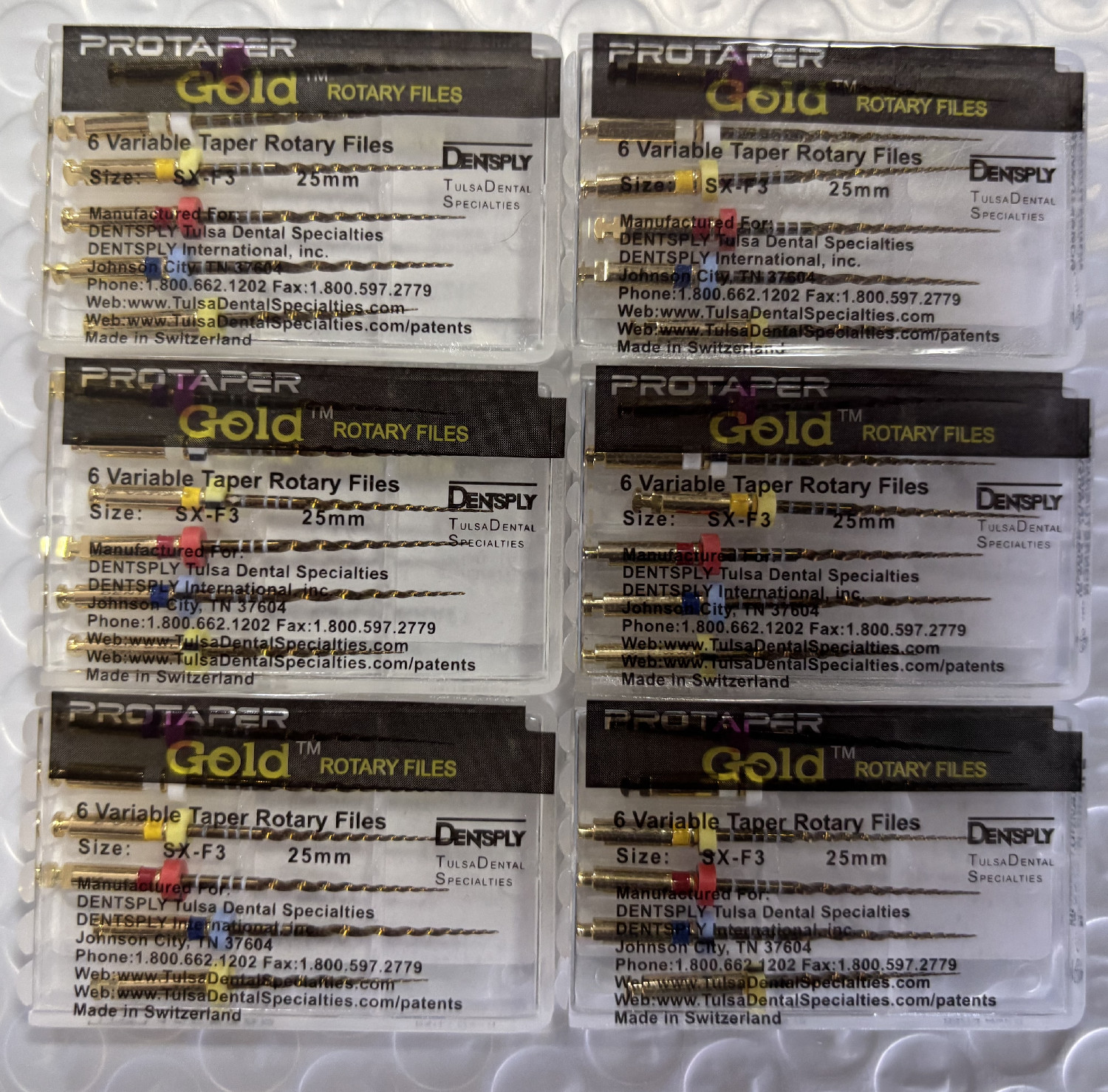 Dentsply ProTaper Gold Rotary Files Assorted Sizes 19/21/25/31mm Files 6/Pack US