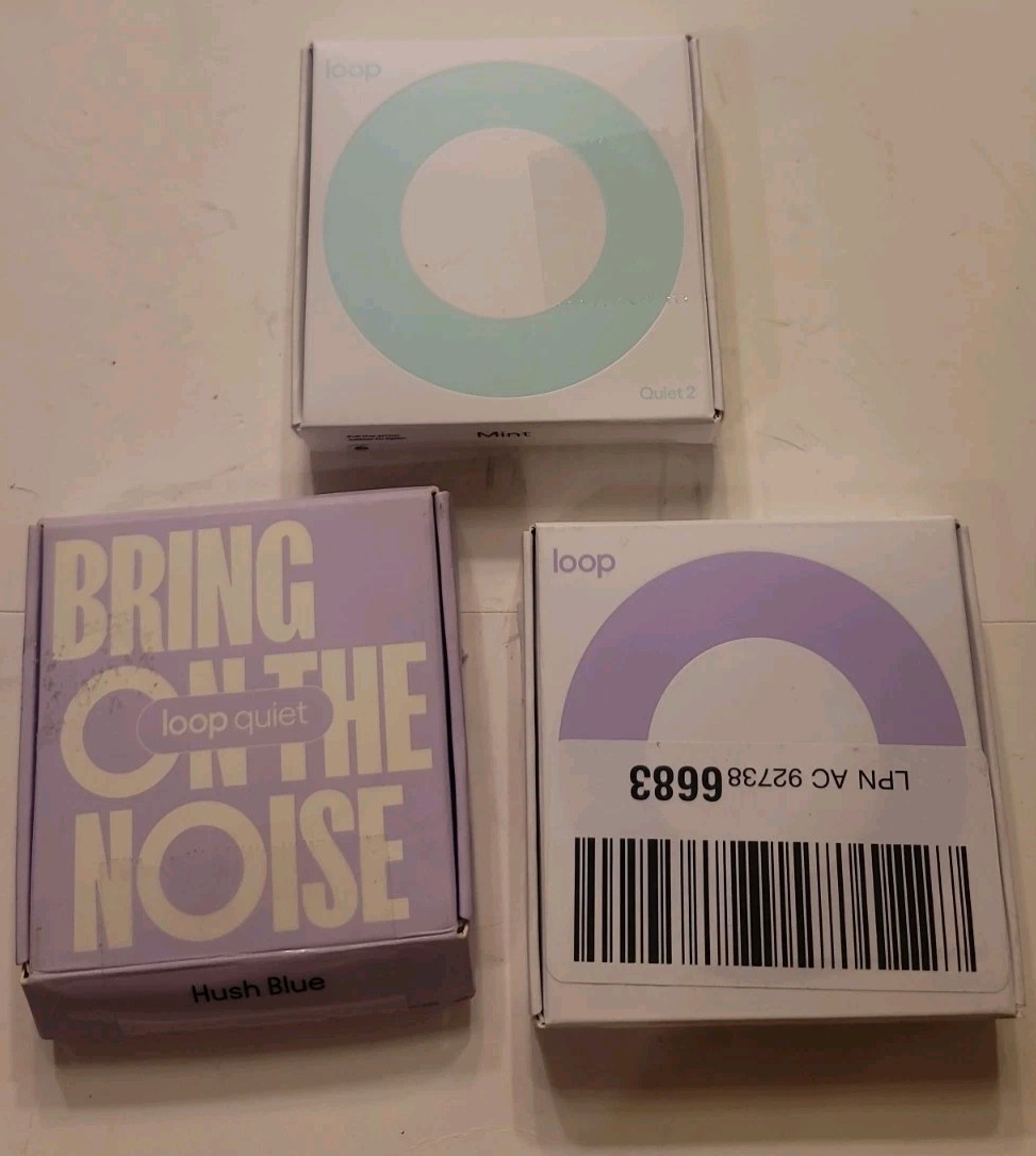 Lot Of 3- Loop QUIET 2 Ear Plugs Concerts High Fidelity Violet, Hush Blue, Mint
