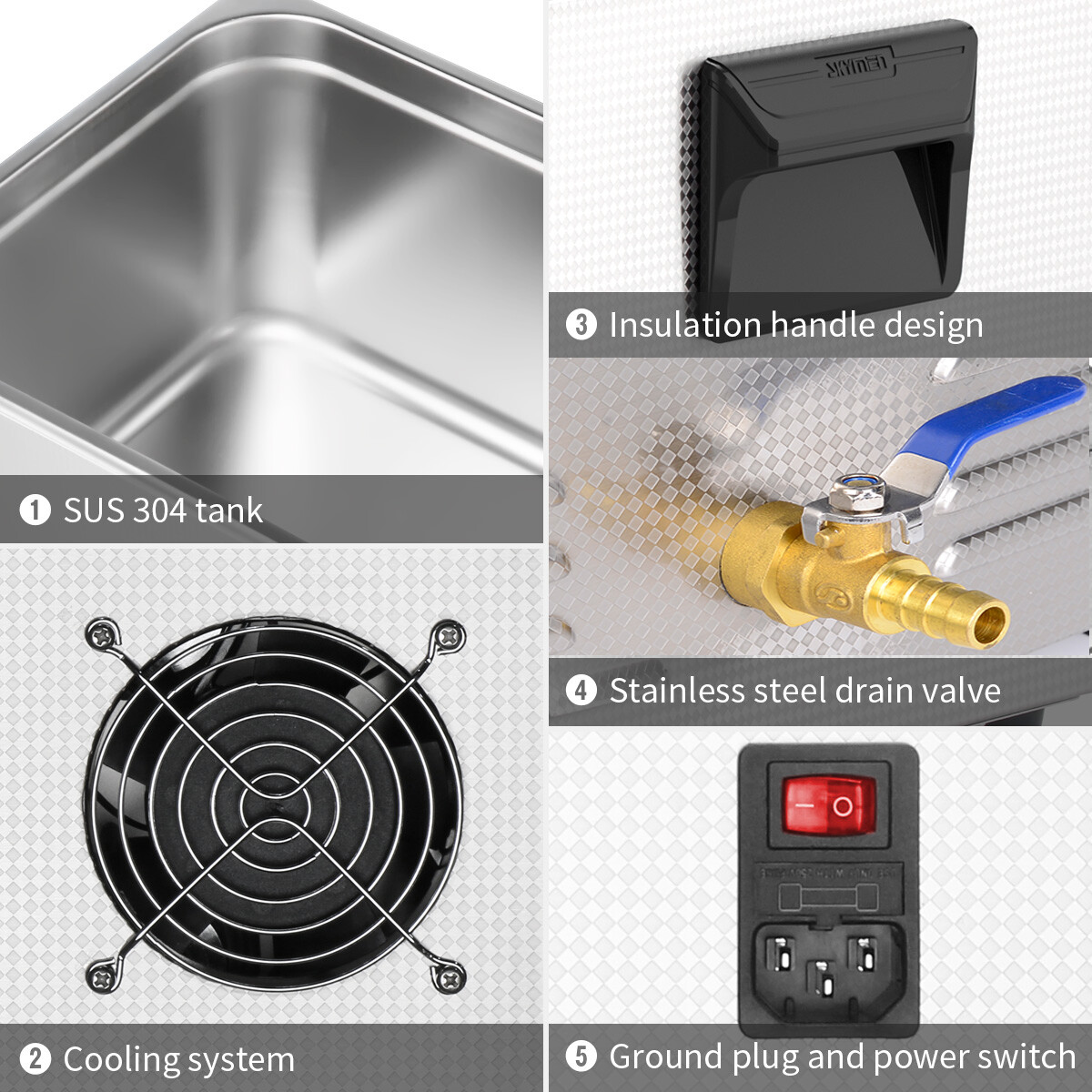 AIPOI 15L Industry Ultrasonic Cleaner Cleaning Equipment with Timer Heater