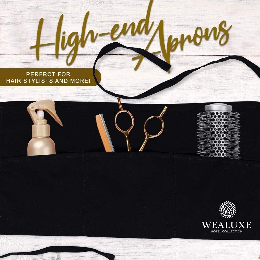 Aprons Waist Aprons with 3 Pockets Black /12 Pack Waitress Hotel Home