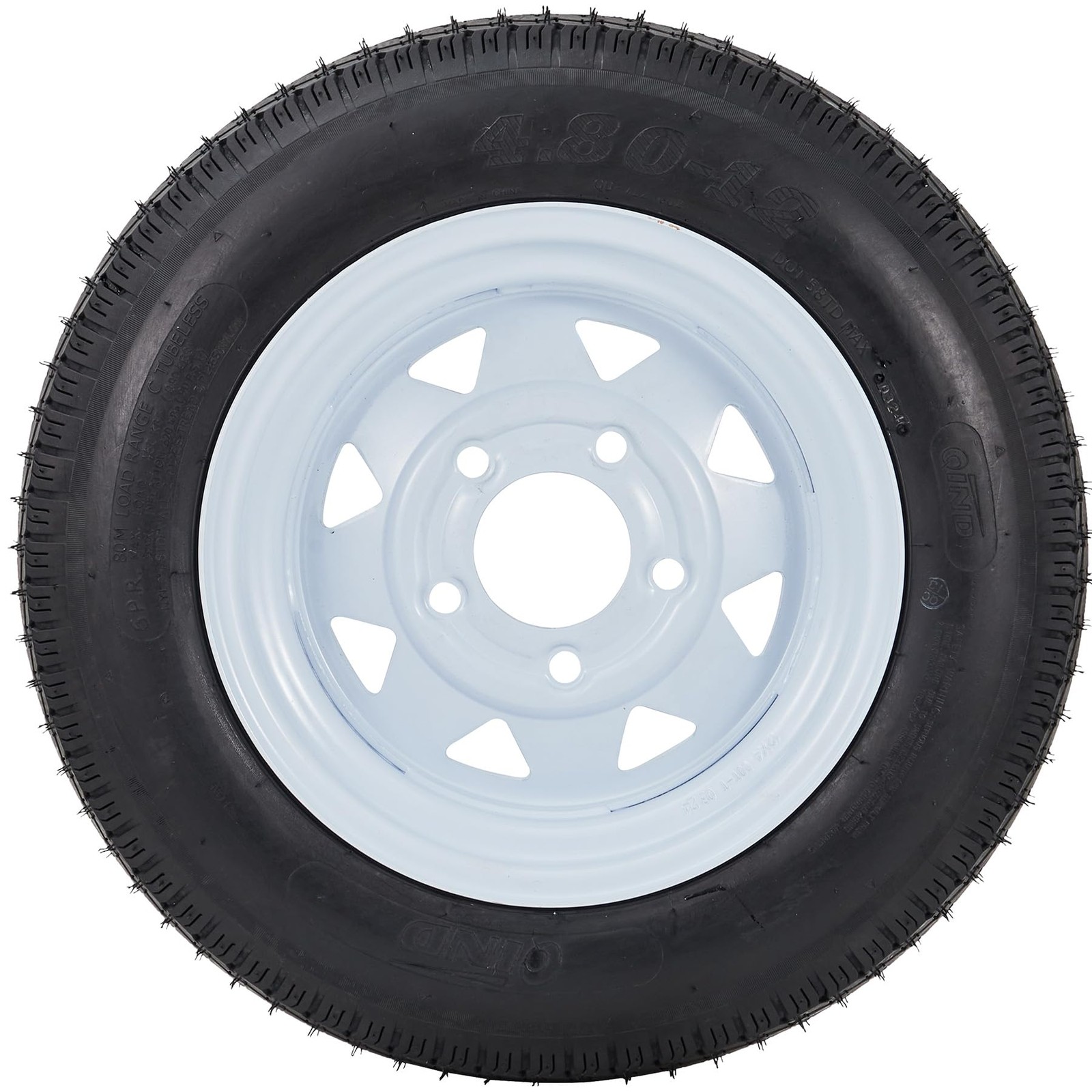 4.80-12 12in Rims Trailer Tires 5×4.5″ 2.95″ Bore 6PR 2 Pack