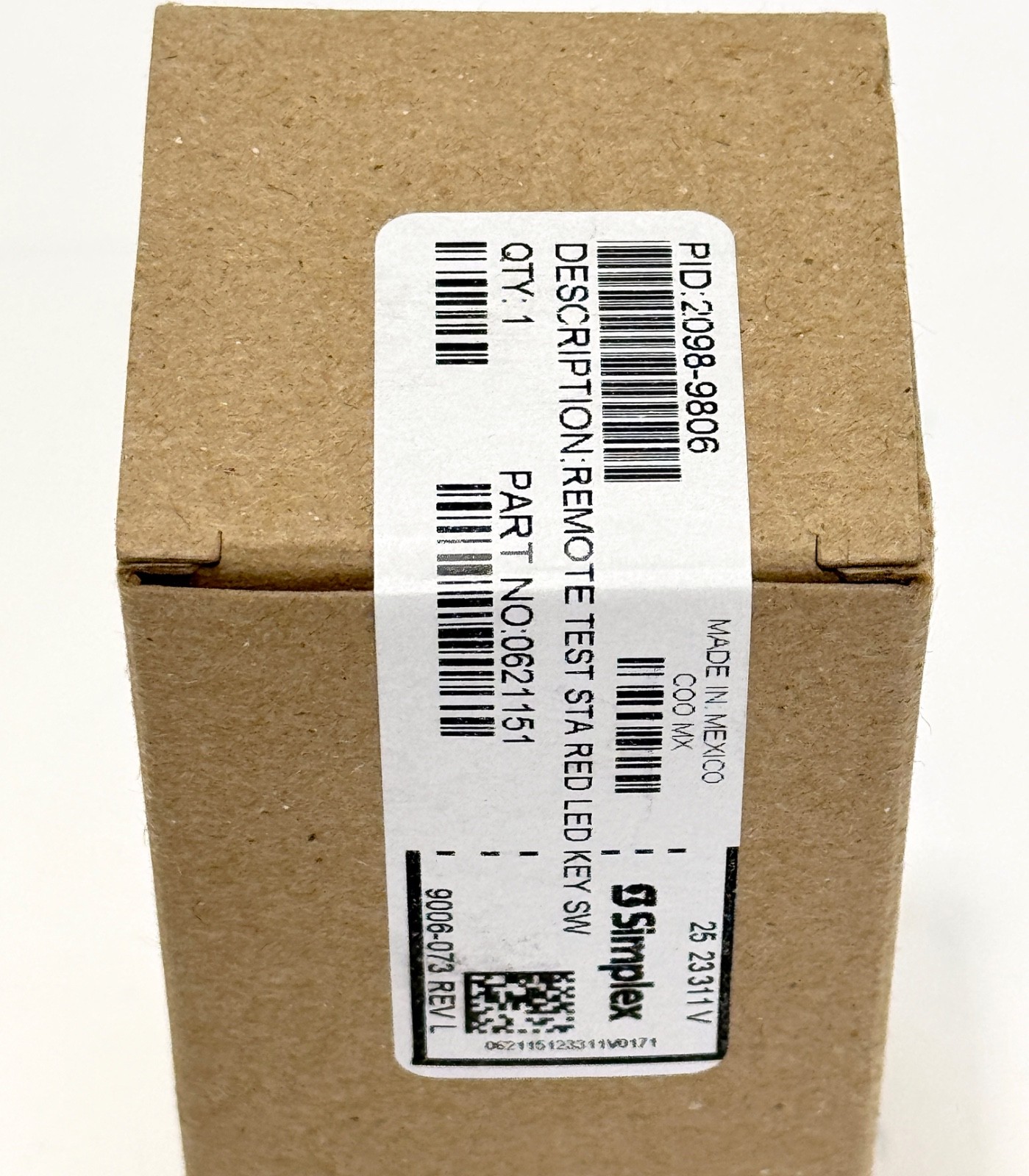 NEW SIMPLEX 2098-9806 Remote Test Station Red LED Key Switch 0621151 Steel