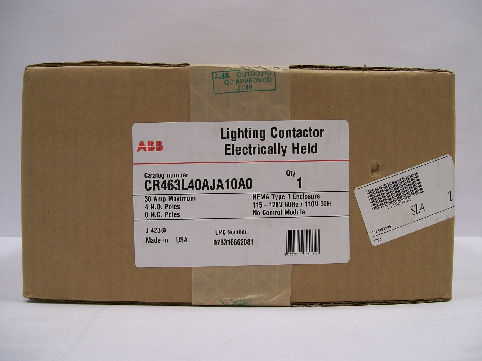 UNOPENED ABB ( GE ) #CR463L40AJA10A0 Electrically Held Lighting Contactor 30A 4P