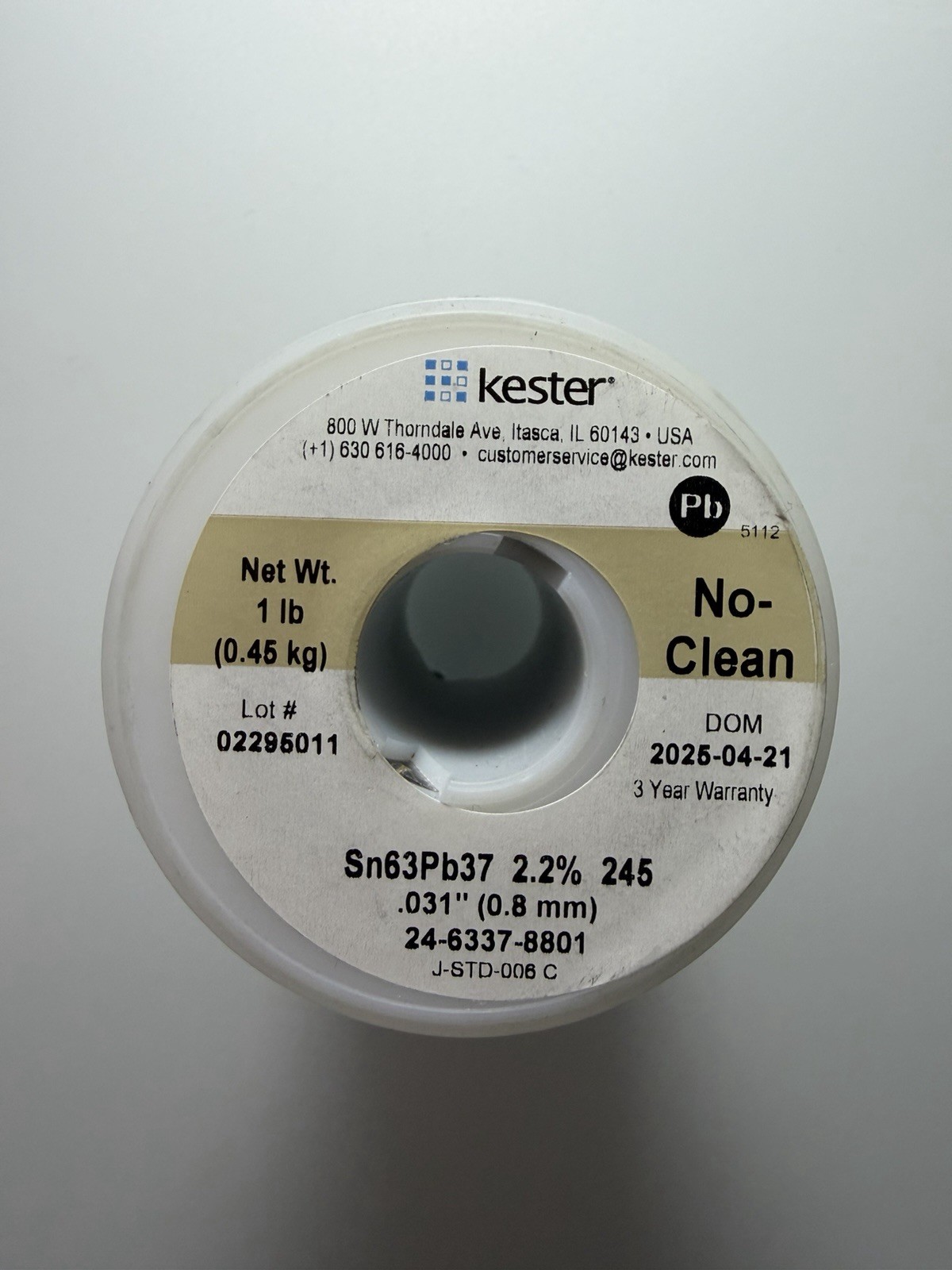 Kester No Clean 245 Core Solder .031″ 63/37 Eutectic 50/245 24-6337-8801 30ft