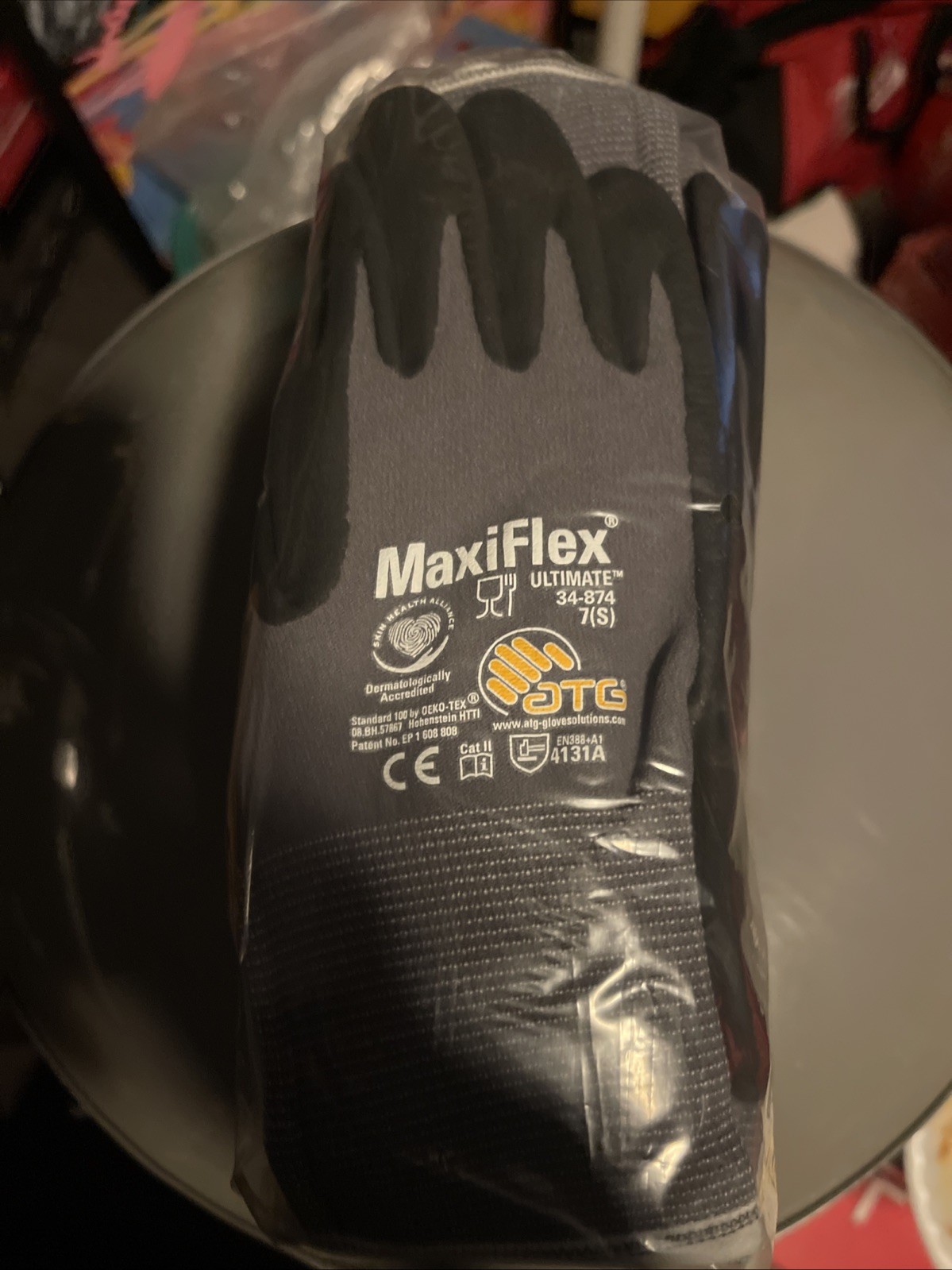 (12) Pair MaxiFlex Ultimate 34-874 Size 7 (Small) Nitrile Foam Coated Gloves