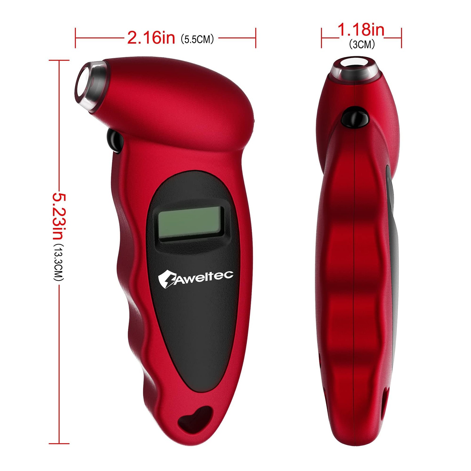 AWELTEC Digital Tire Pressure Gauge,Accurate Air Gauge 1 Pack, Red(1PK)