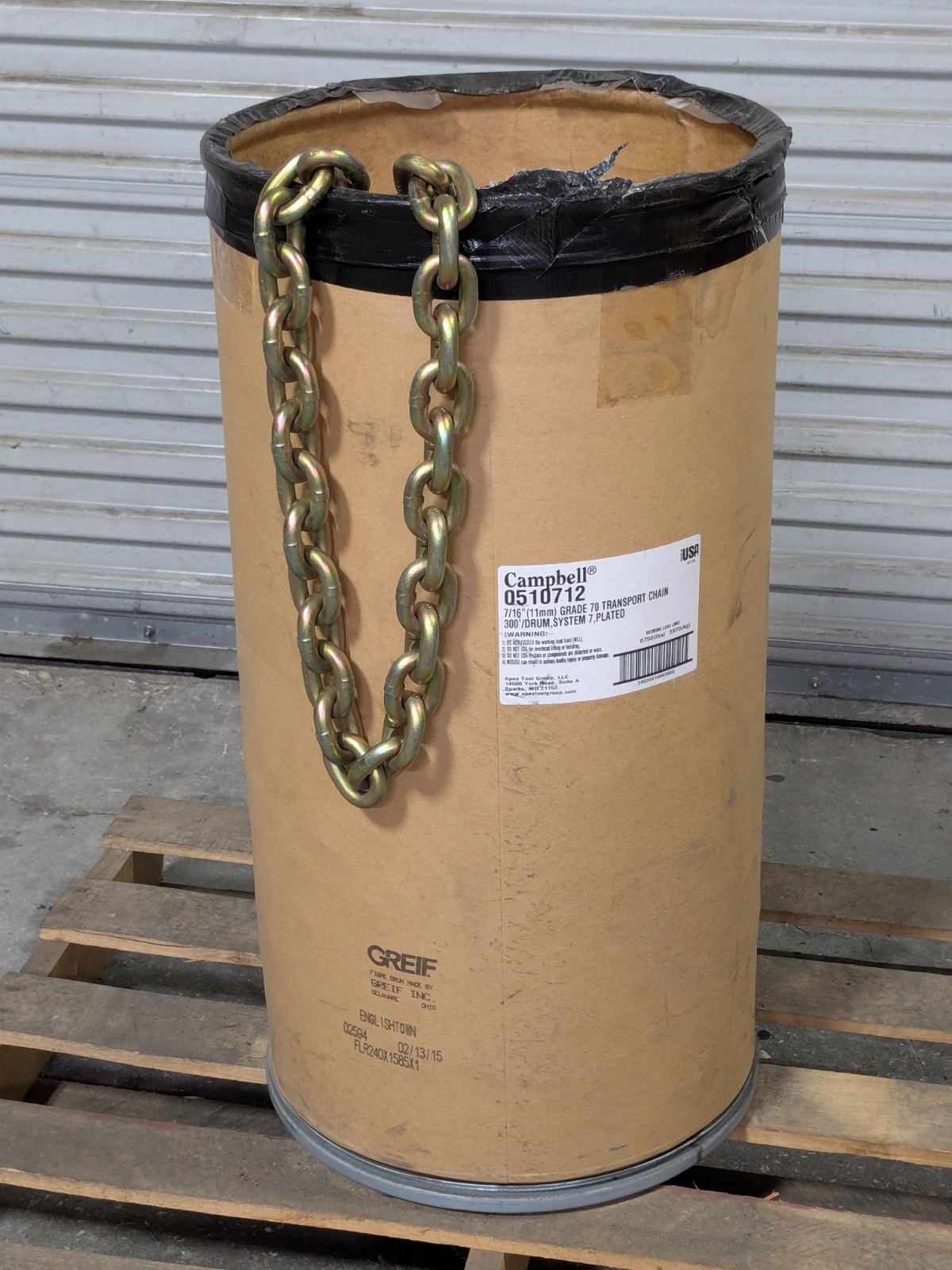 Campbell Transport Chain 7/16" Grade 70 Yellow Chromate APPROX. 175 FT.