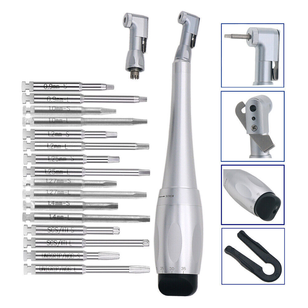 US Dental Universal Implant Kit Torque Wrench Contra Angle & 16pcs Drivers