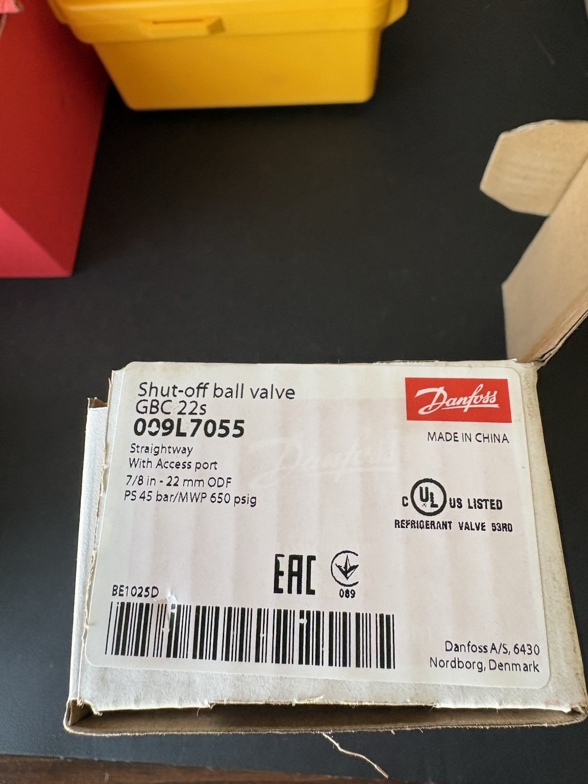 Danfoss 009L7055 7/8in Shut Off Ball Valve ODF GBC 22s Multiple Refrigerant