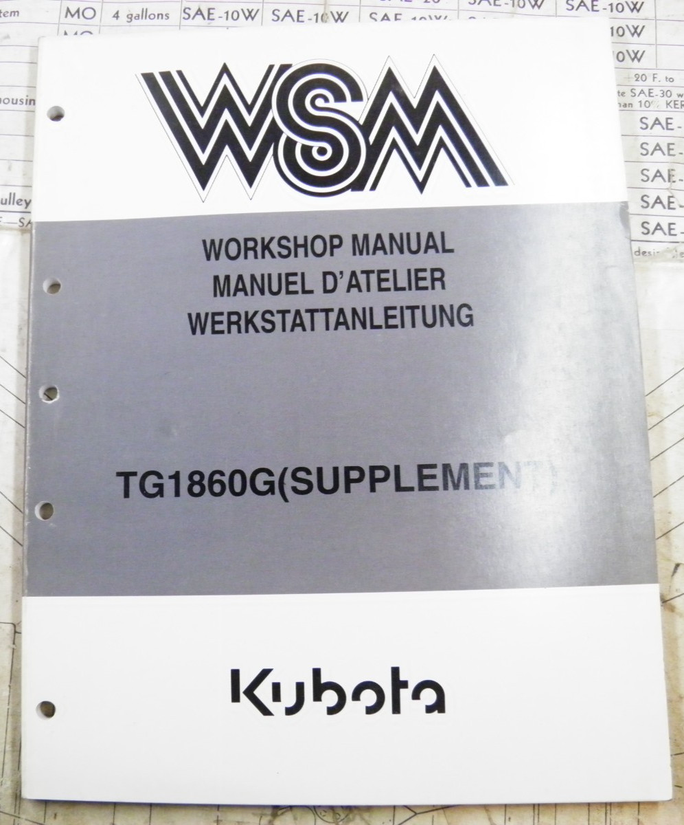 KUBOTA TG1860G TRACTOR SERVICE MANUAL SUPPLEMENT