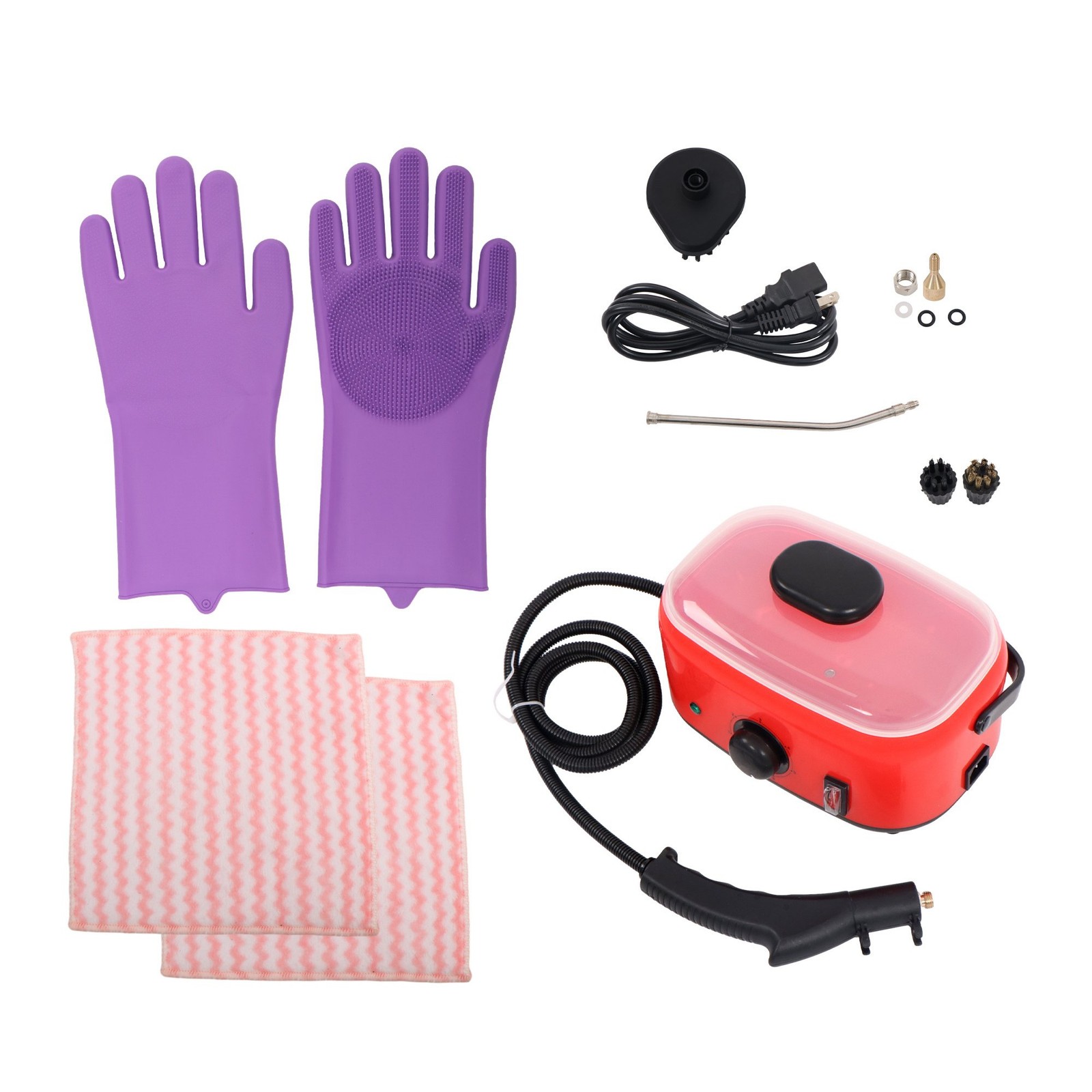 2500W Steam Cleaner 1500ml Red Portable-Car Engine Degreasing&Tile Grout 110V