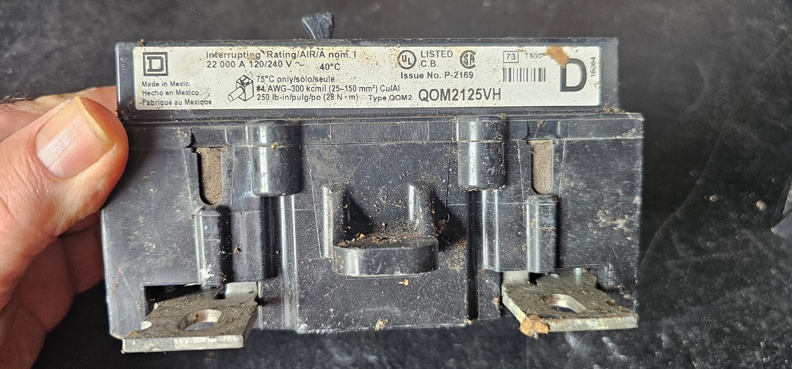 Square D QOM2125VH 125A 2-Pole 120/240V Main Breaker Used