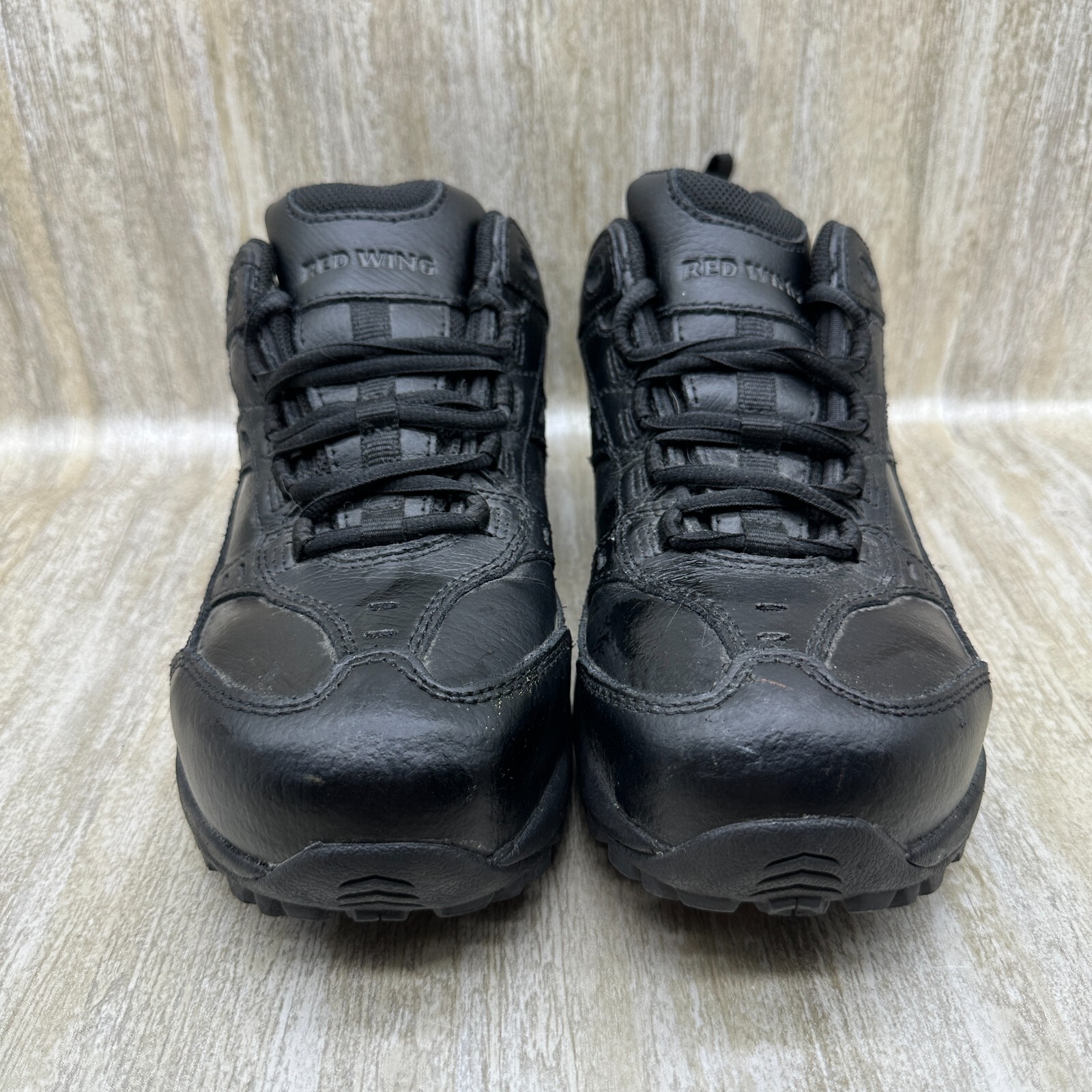 Red Wing Safety Toe Work Shoes Mens 7.5 B Black Leather Slip Resistant 6337