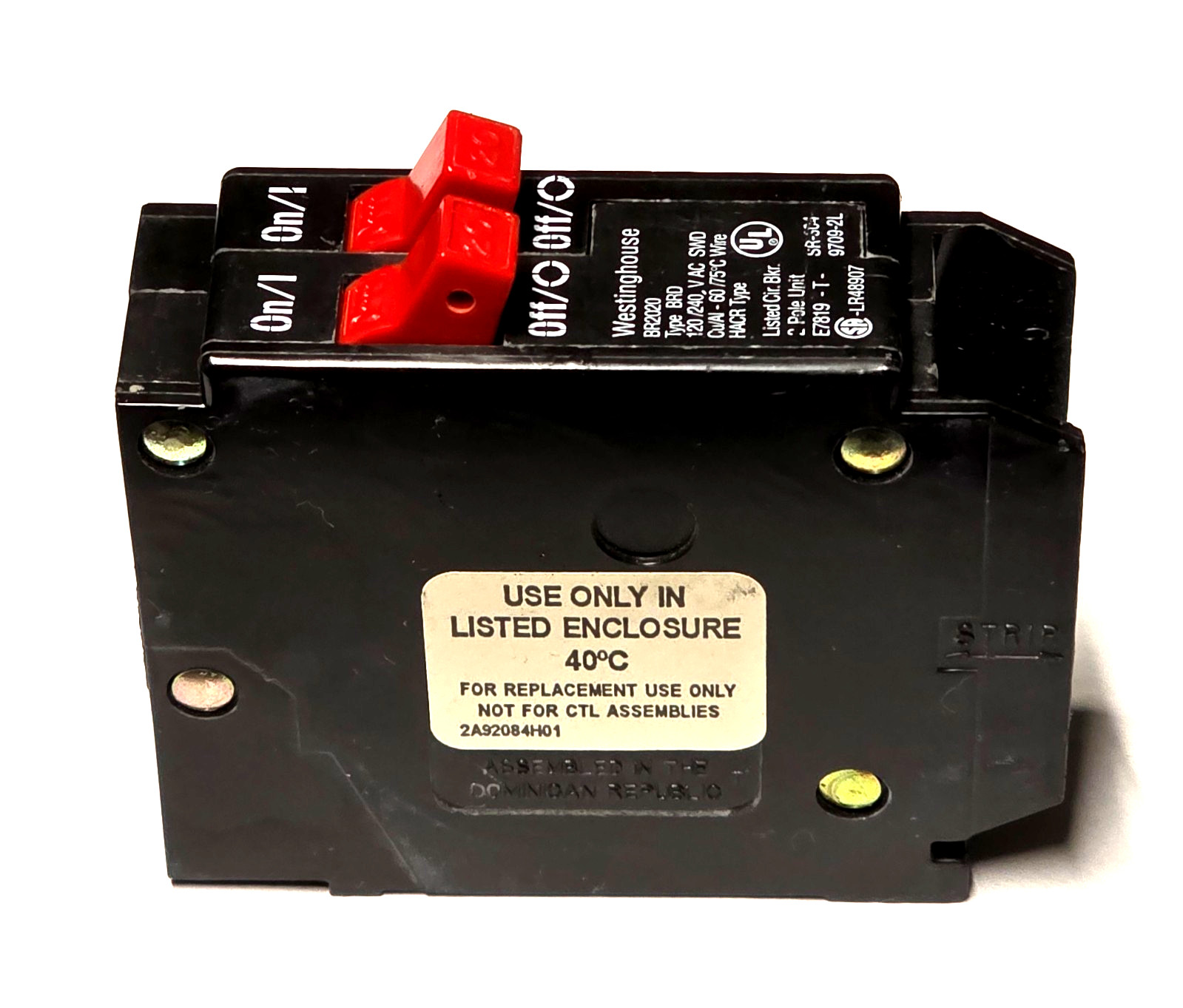 WESTINGHOUSE BR2020 CIRCUIT BREAKER TWO-POLE UNIT 120/240 VOLT 20 A NEW