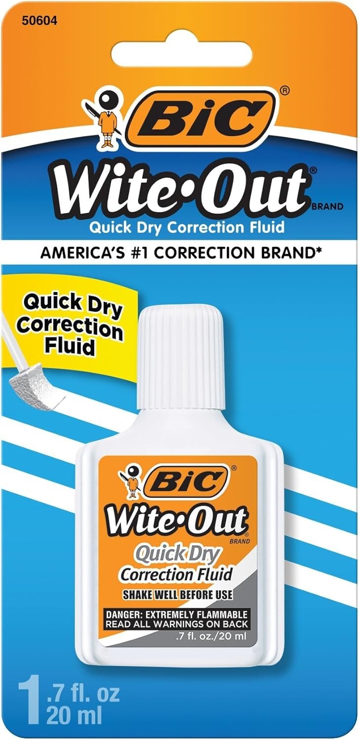 Wite-out Quick Dry Correction Fluid, 20ml, White, Goes on Easy with a Reduced Dr