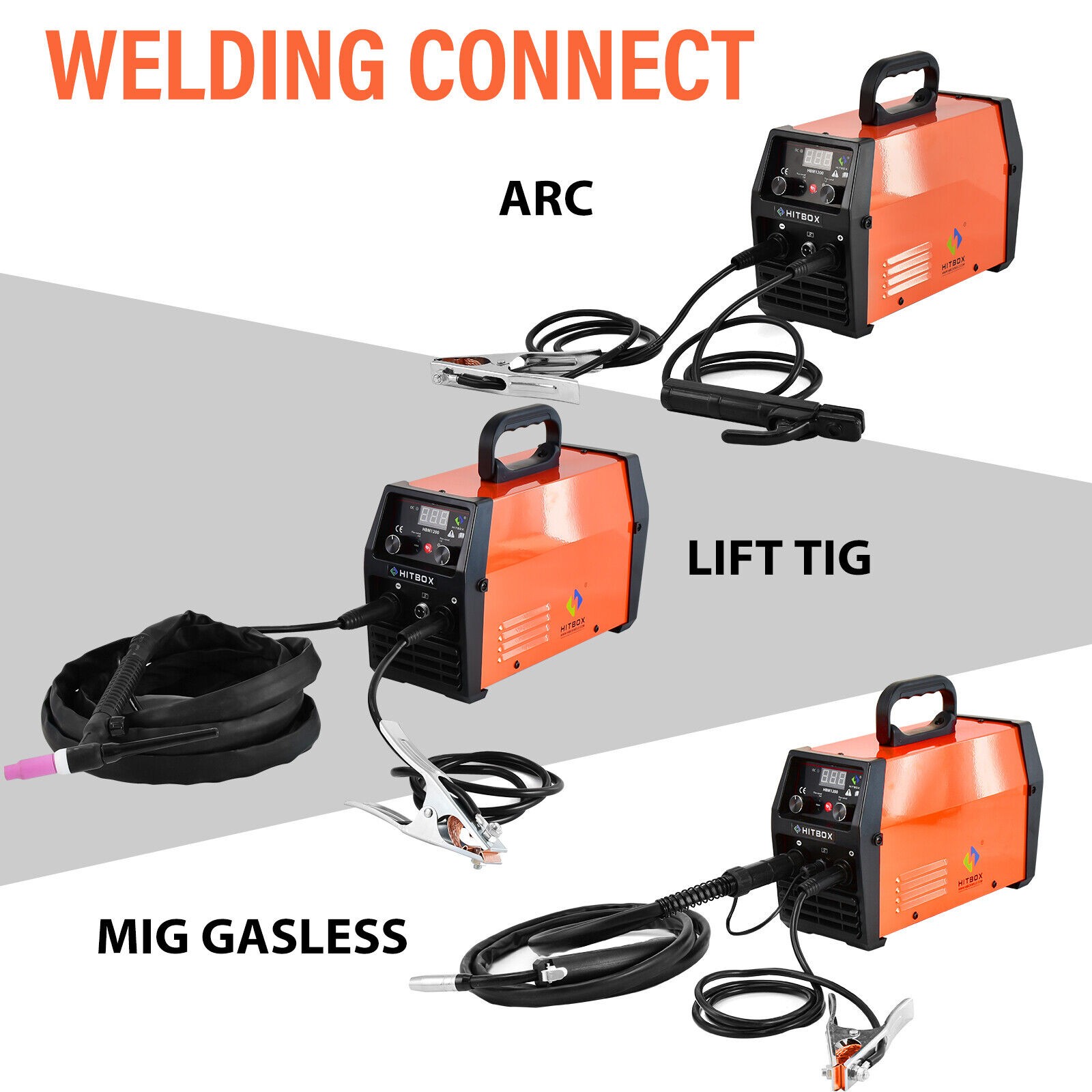 HITBOX 4 IN 1 Flux MIG Stick Lift TIG Welder Spool Gun Welding Machine 110V/220V
