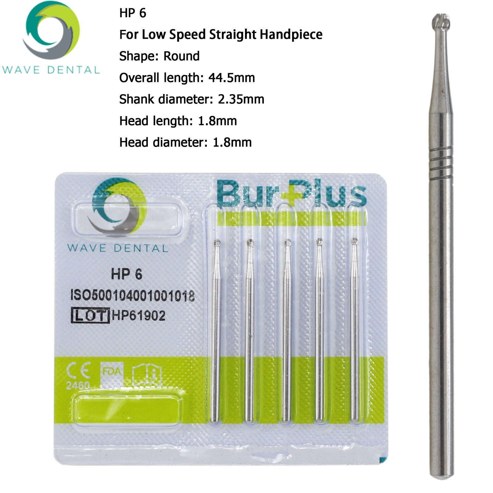 Wave Dental Carbide Burs HP 2 8 557 703L Round For Slow Speed Straight Handpiece