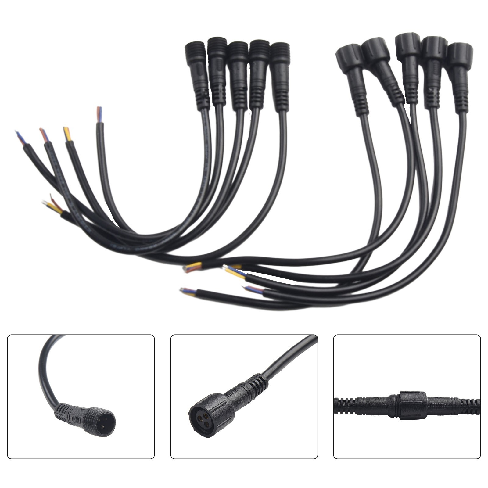 5 Pairs IP65 Waterproof 2/3-Pin 22AWG Wire LED Male and Female Cable Connector