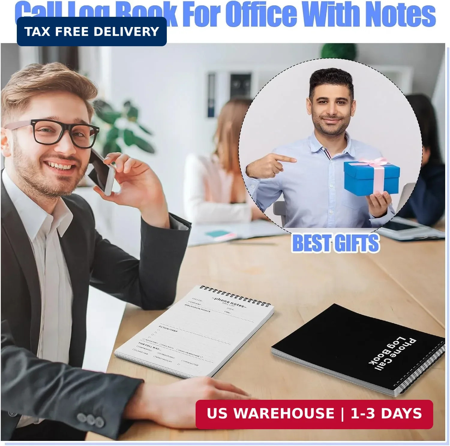 Faccito 1 Pcs Call Log Notepad for Work Phone Log Book for Office with Notes Pho