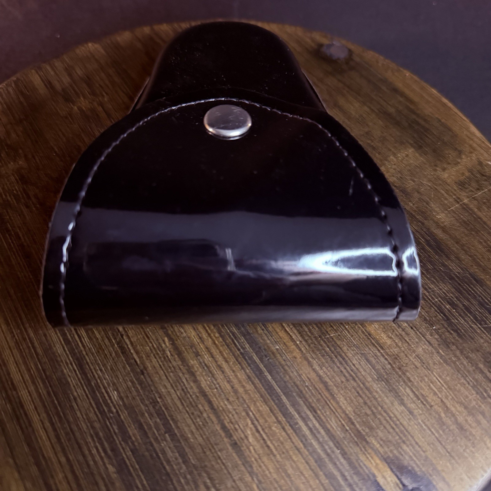 Gould & Goodrich Handuff Case Black High Gloss Leather Nickle Snap H71