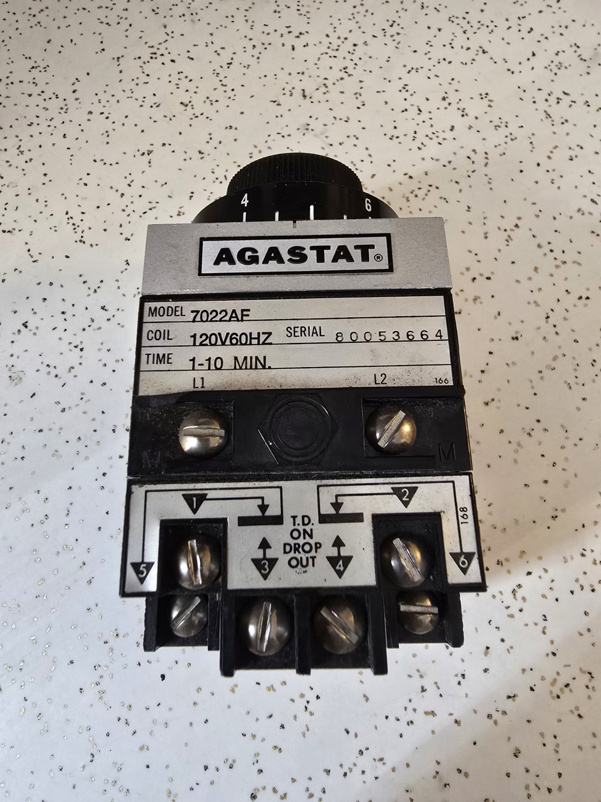 Agastat 7022AF Time Delay Relay 1-10 Minute 120V 60Hz Coil 800A 600VAC