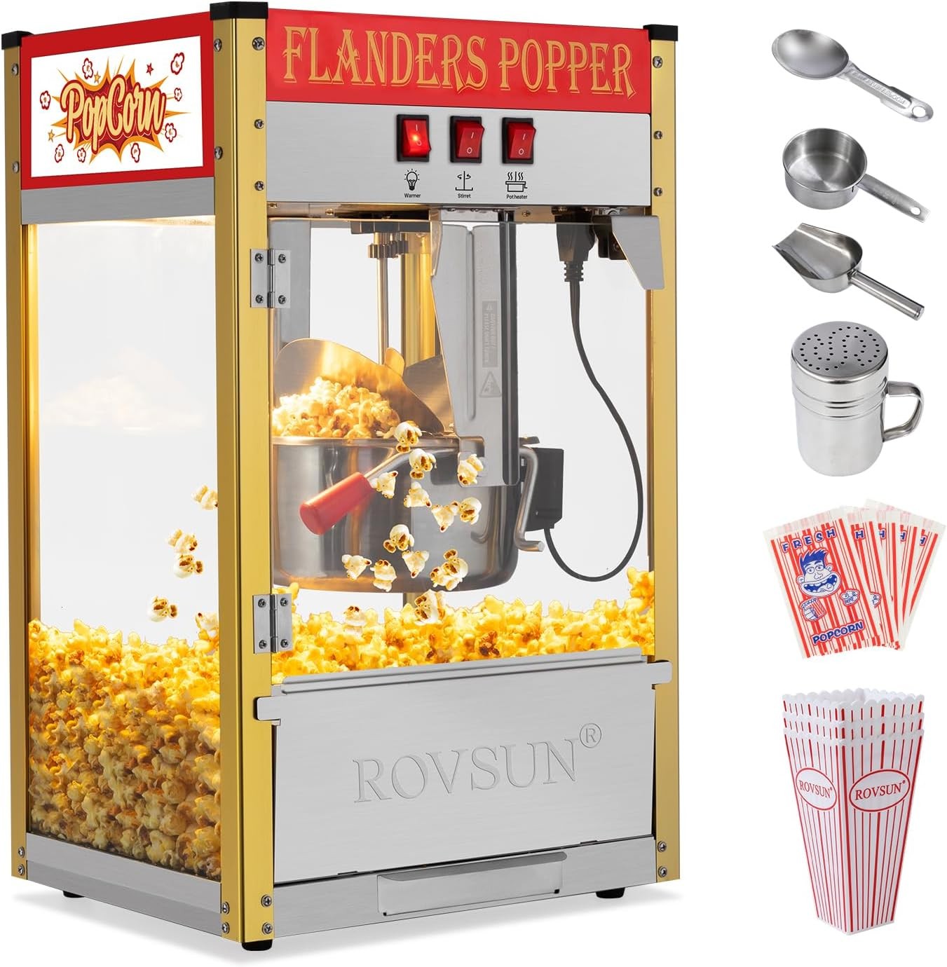 ROVSUN 10oz 40 Cups Commercial Popcorn Popper Maker Machine 800W Bar Service