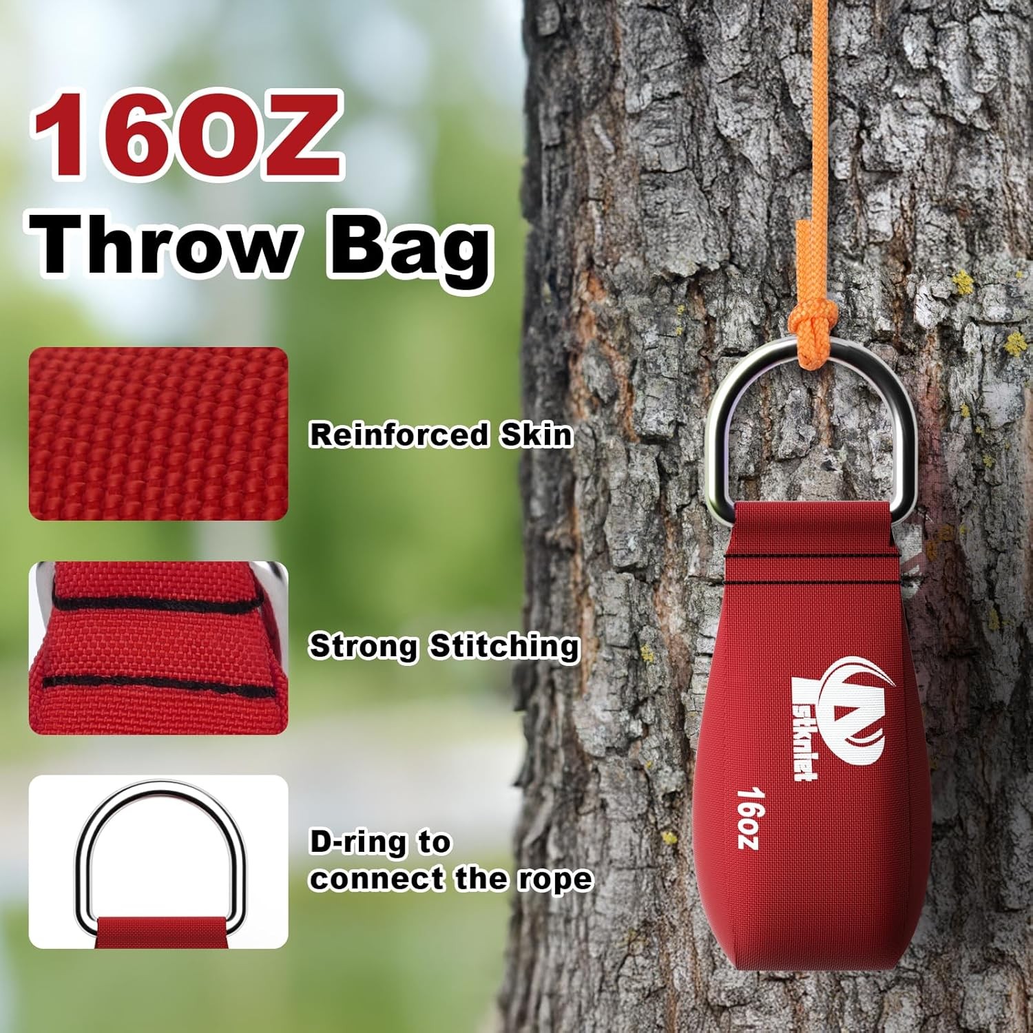 Arborist Throw Line Kit with Slick Rope & 12/14/16Oz Throw Weight & Reflective S