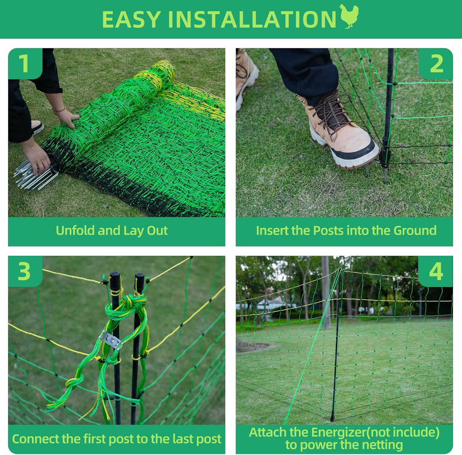 49.6″H x 164′ L, Portable Livestock Nets Mesh For Backyards, Homesteaders, Farms