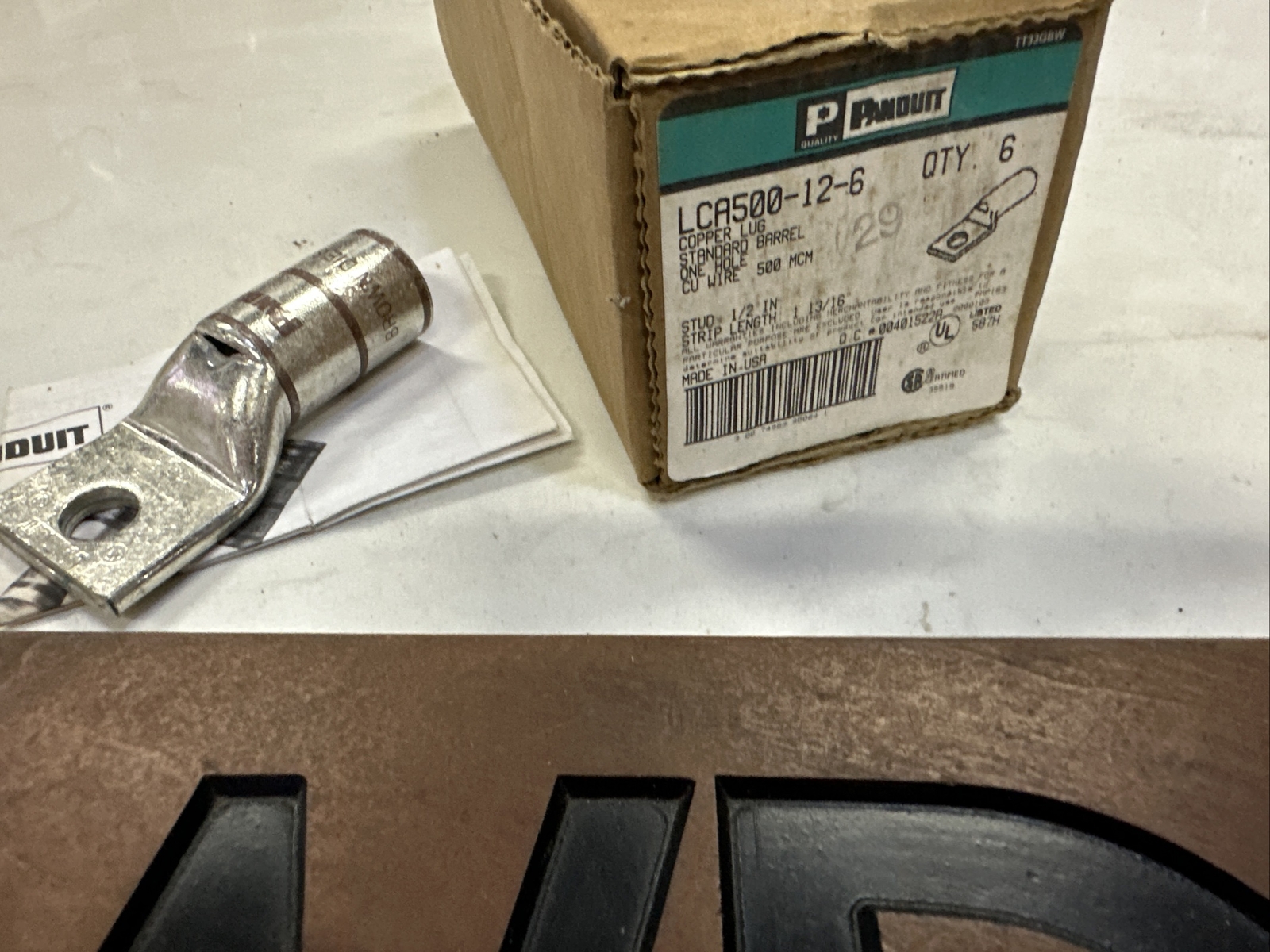 Box Of 6 Panduit LCA500-12-6 One Hole Copper Compression Lug