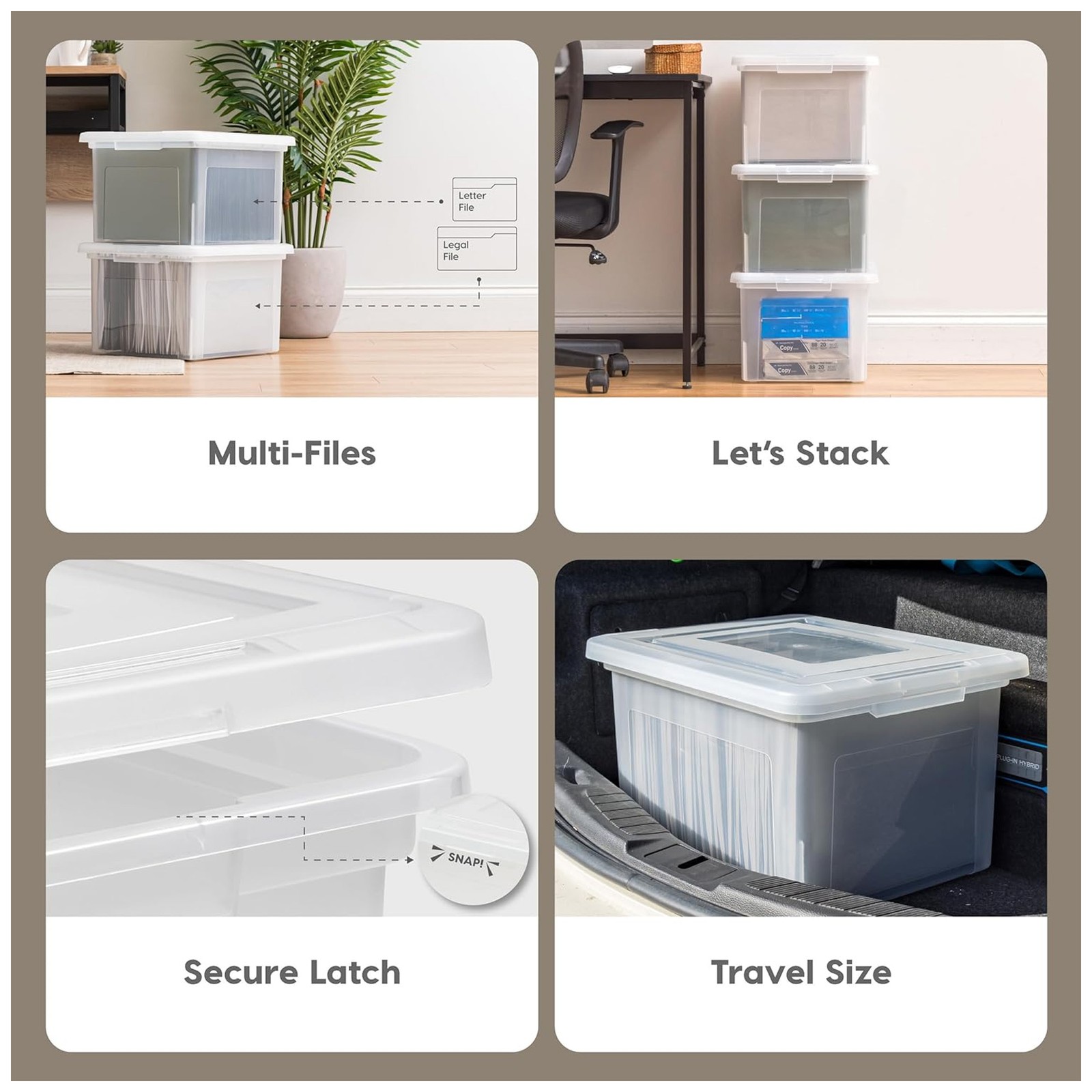 IRIS USA Plastic File Box w/ Lids, Letter/Legal Storage Organizer (Open Box)
