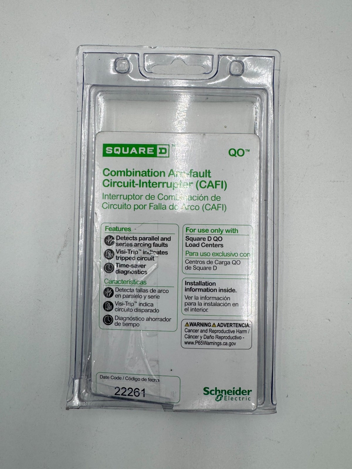 Schneider Electric QO120CAFIC 20A Arc Fault Circuit Breaker Plug-In Mount Black