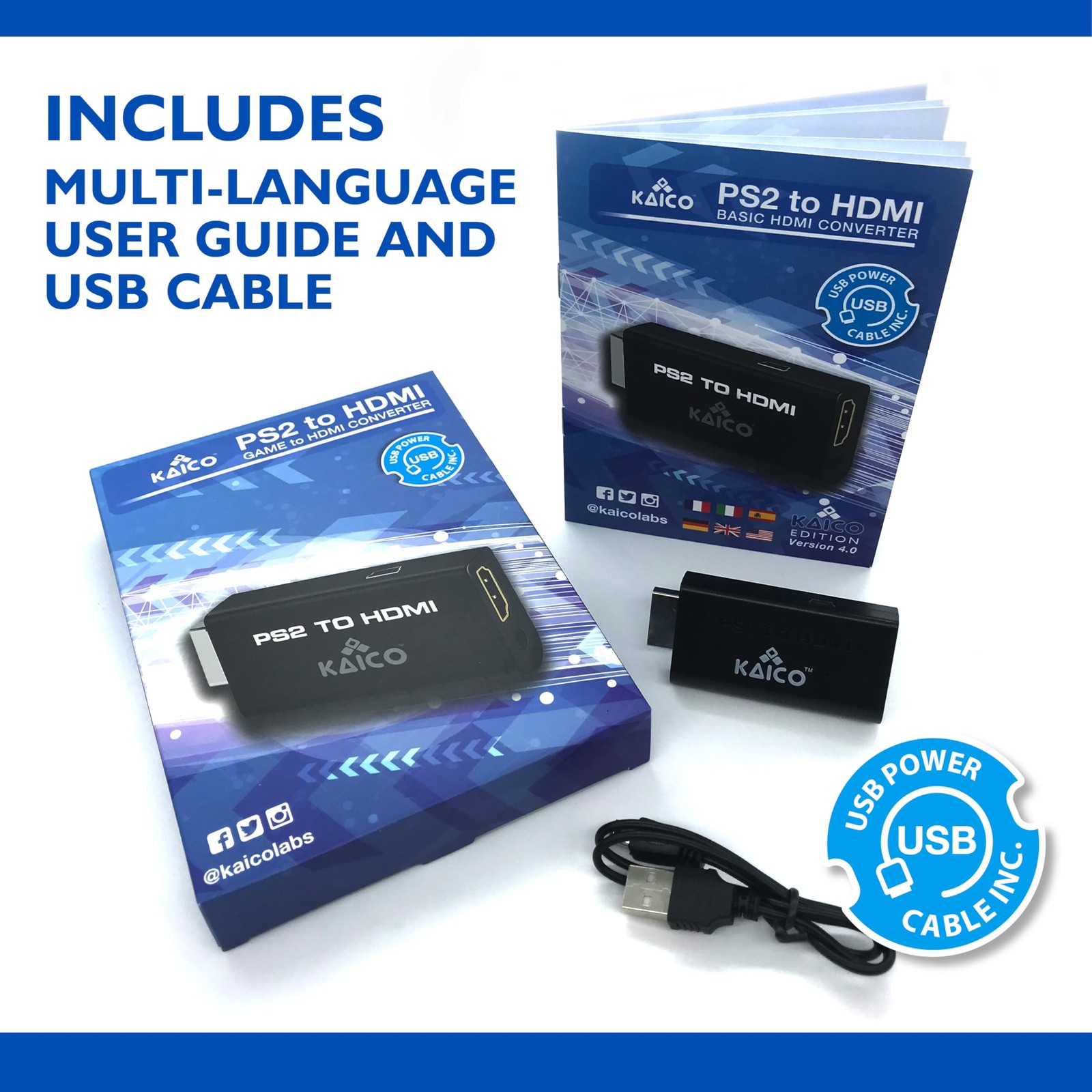 Kaico Edition HDMI Adapter for Playstation 2 – PS2 to HDMI Converter | Plug & Pl