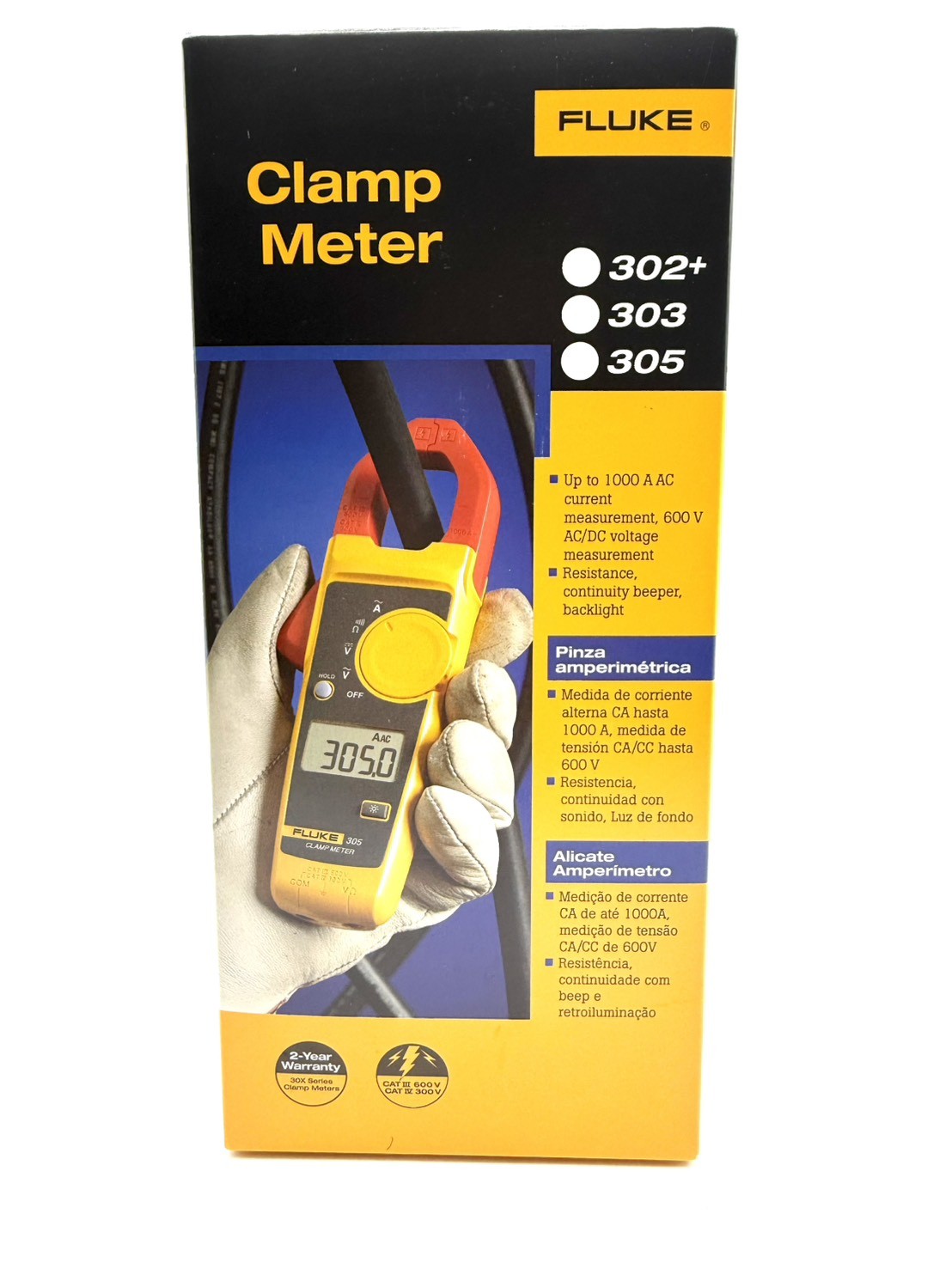 Fluke 302 + Clamp Meter Tester Average Type Digital Ammeter NEW