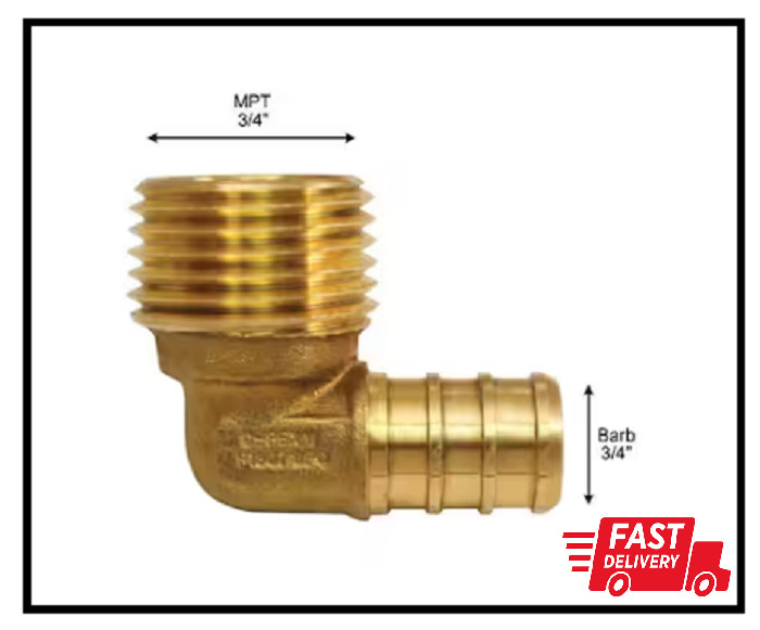 3/4 In. Brass PEX-B Barb X 3/4 In. Male Pipe Thread Adapter 90-Degree Elbow