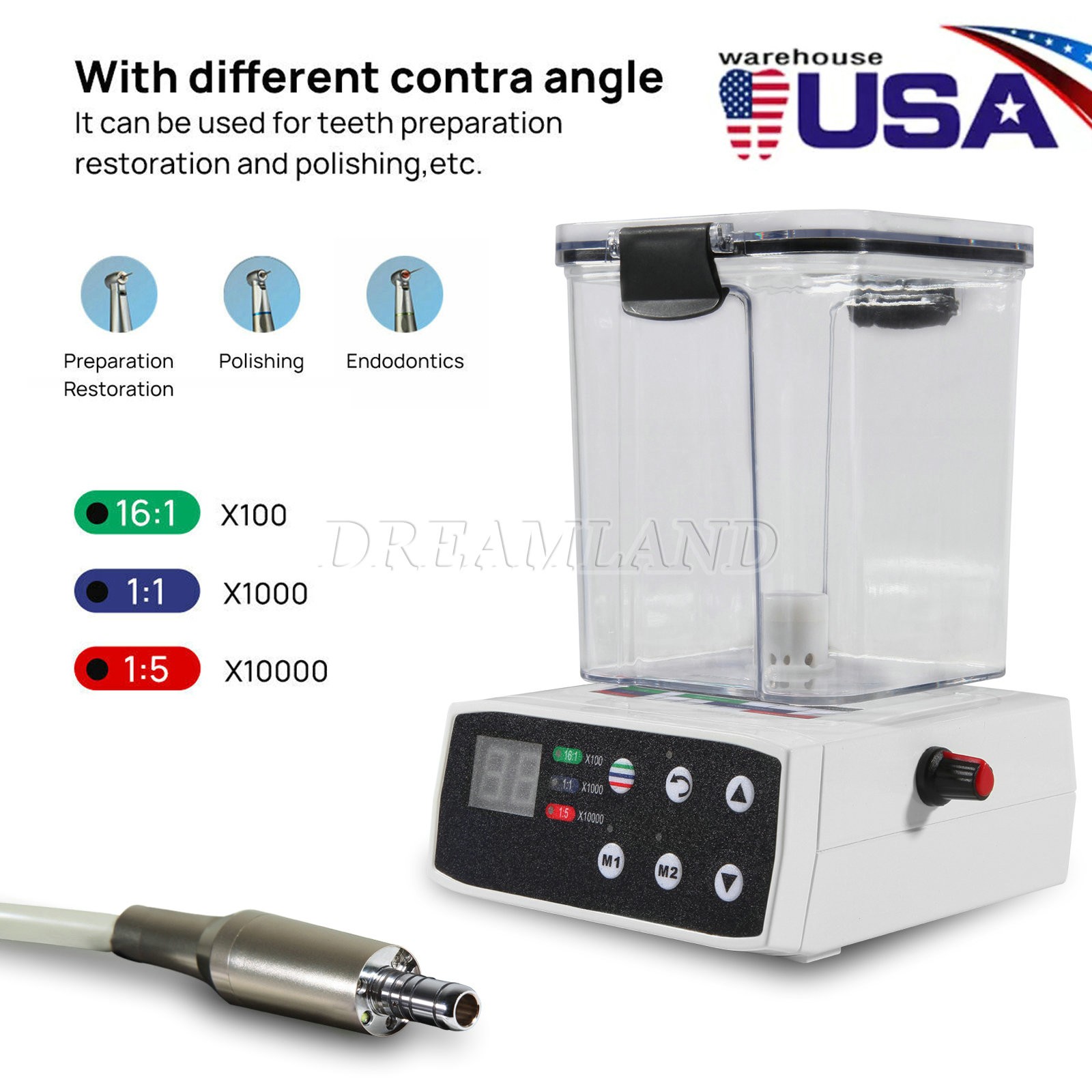 Dental Brushless LED Electric Motor Water Tank fit E type 1:5 1:1 LED Handpiece
