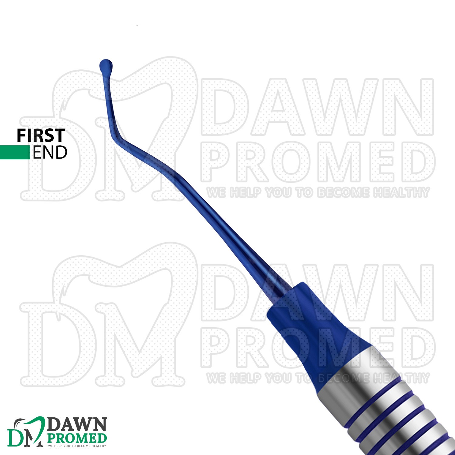6 Pcs Spoon Excavator #19 Double Ended Blue Titanium Coated Dental Instruments