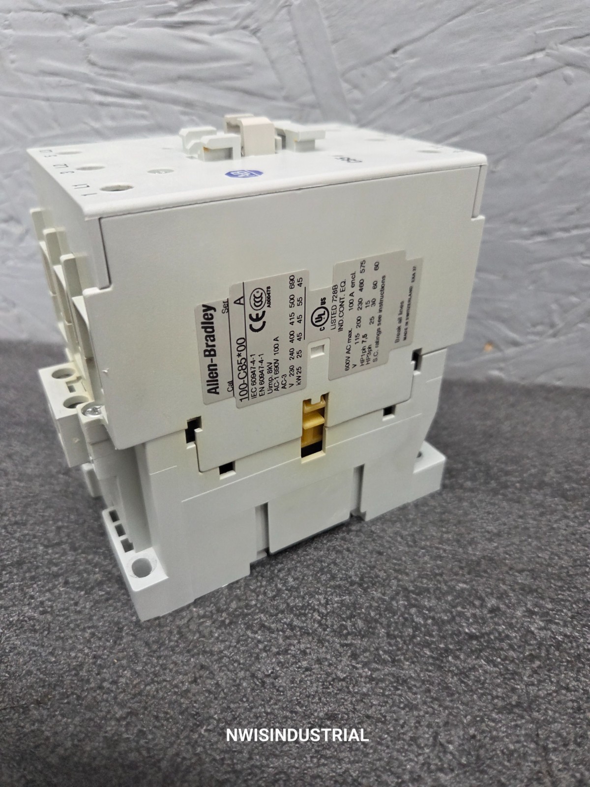 Allen Bradley Contactor, 100-C85*00 Series A, 120 Volt AC coil, 100 Amp, 3-pole