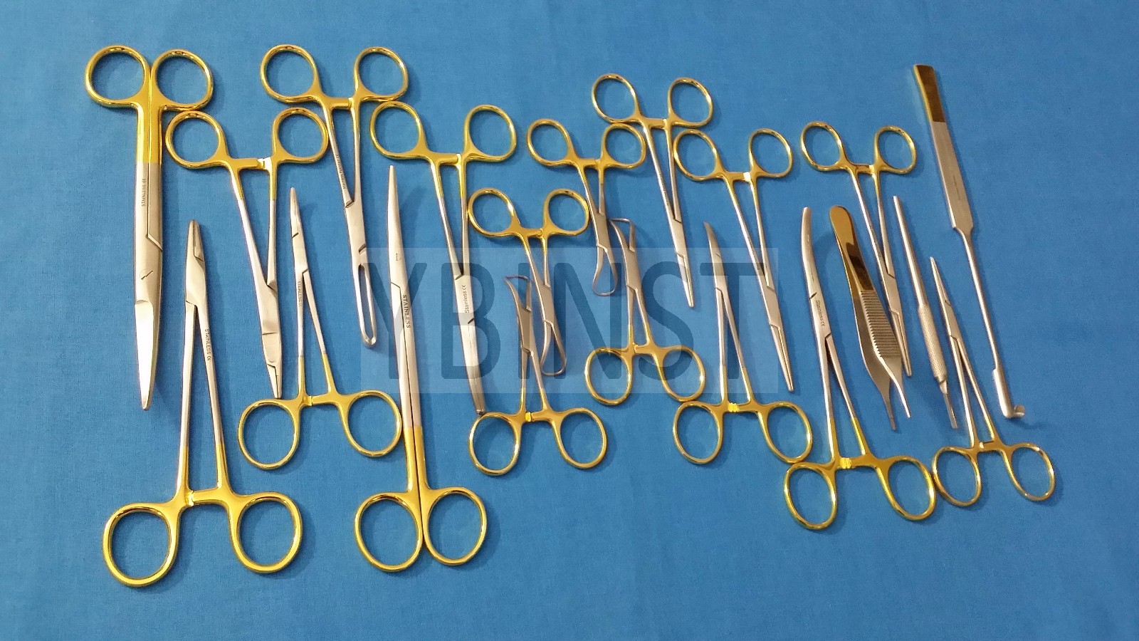 SET OF 20 PCS GOLD HANDLE T/C FELINE SPAY PACK SURGICAL INSTRUMENTS KIT