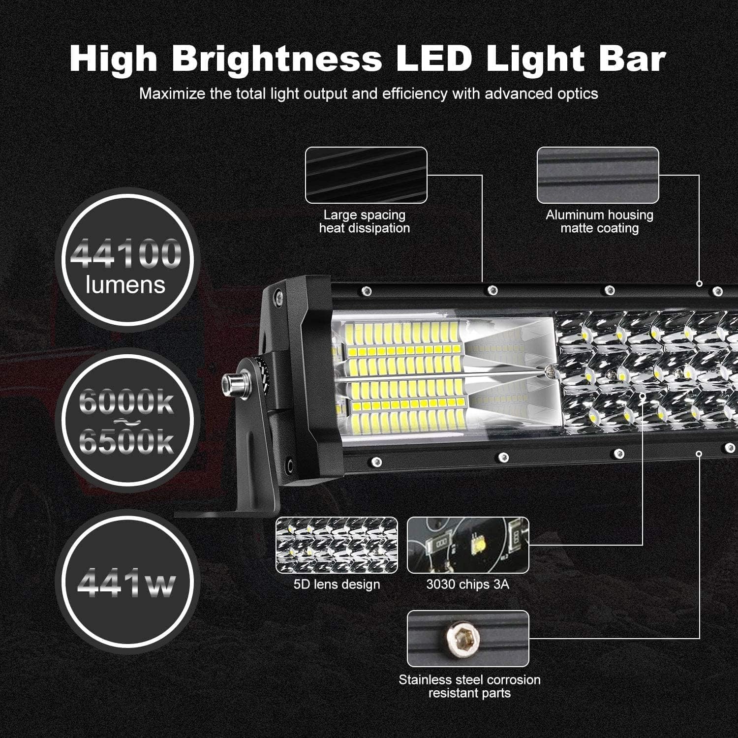 Off-Road Lighting Combo: 52″ LED Light Bar & 4 Pod Light Set