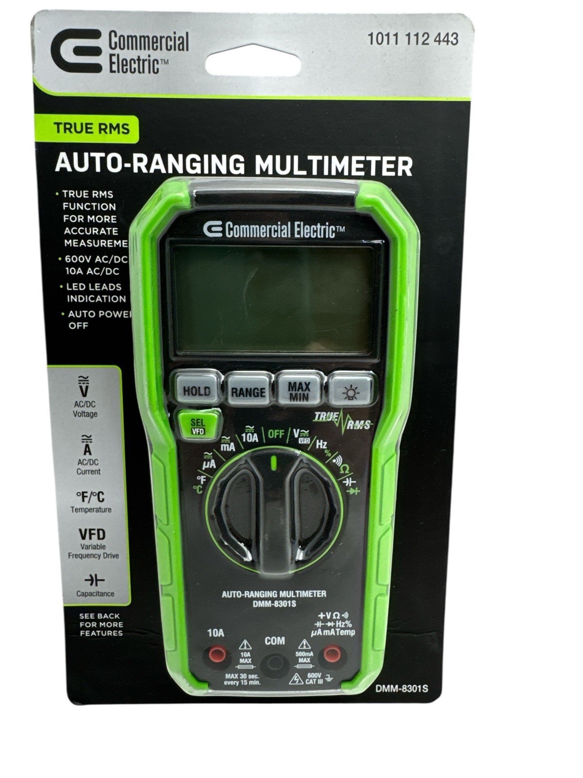 Digital Multimeter 600-Volt True RMS Auto-Ranging with Temperature DMM-8301S NEW