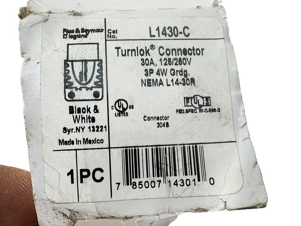 Pass & Seymour Turnlok Connector 30A, 125/250V 3P 4W L1430-C NEW FREE FAST SHIP