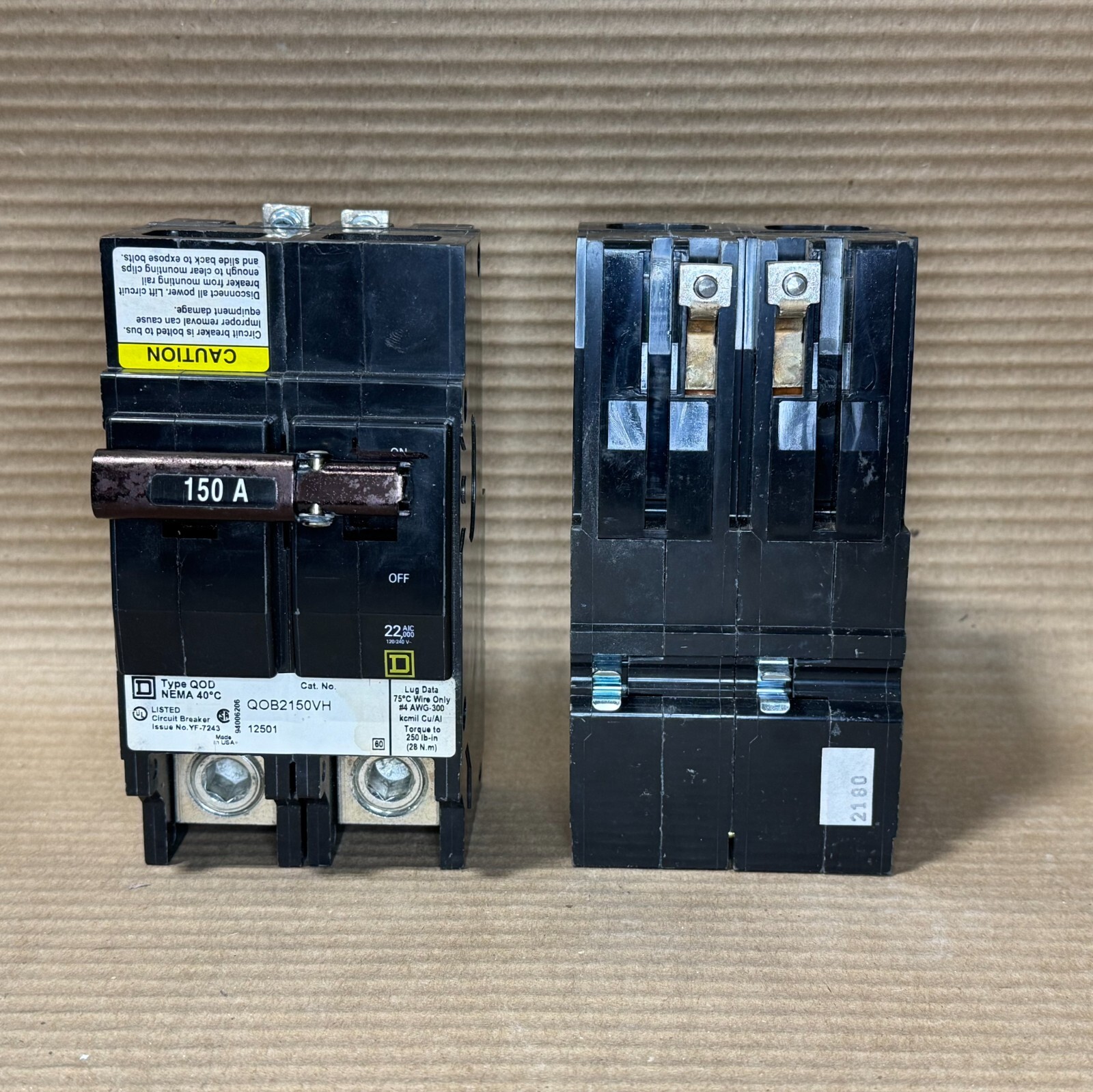 NEW Square D QOB QOB2150VH 2 Pole 150 Amp 240V Circuit Breaker 22ka NEW NO BOX