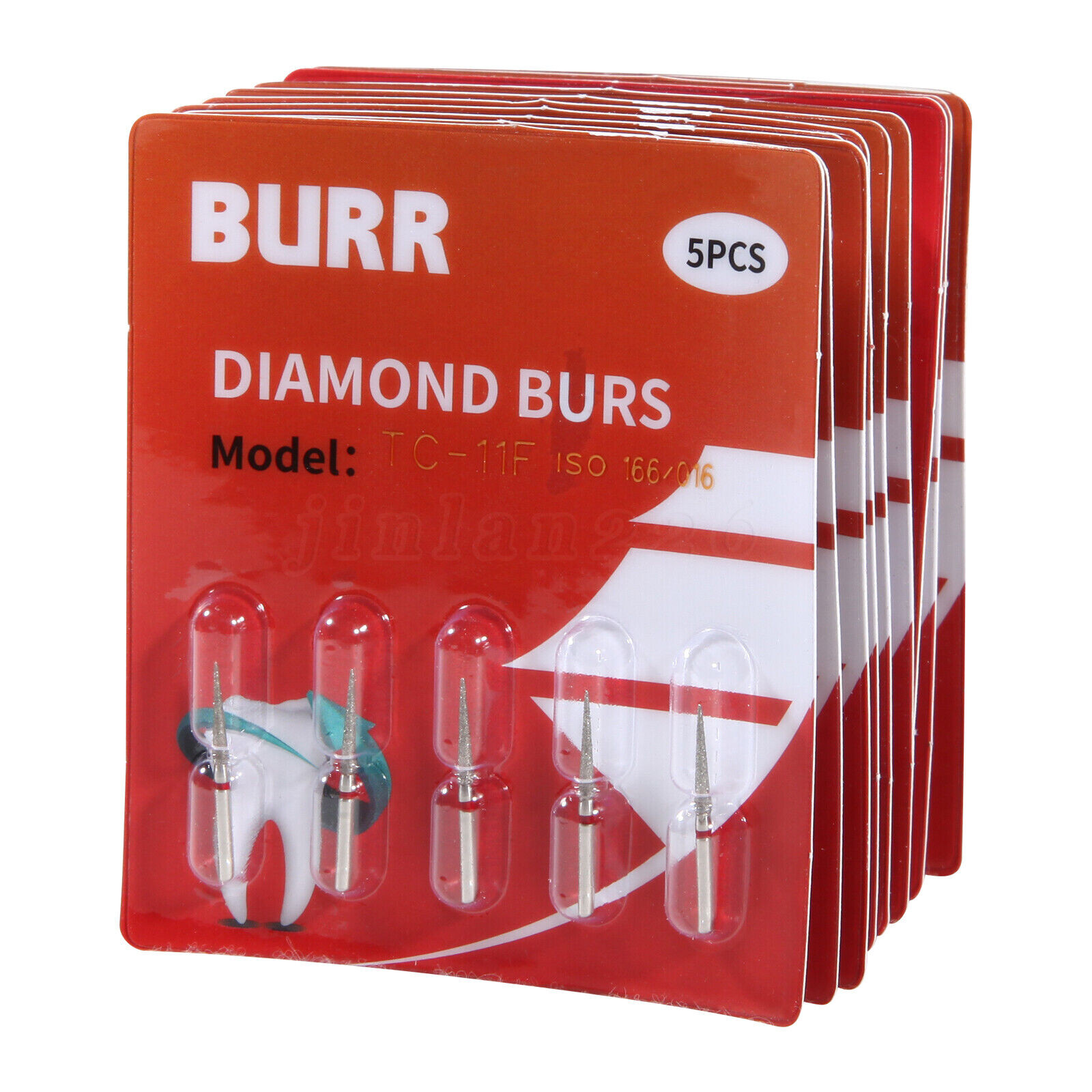 50pcs Dental Diamond Burs Burr FG 1.6mm Tips TC-11F for High Speed Handpiece Red