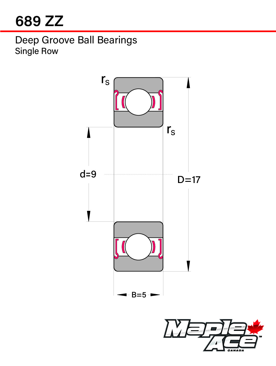 689-ZZ Ball Bearing 9x17x5mm 689 ZZ Metal Shielded (Qty 4)