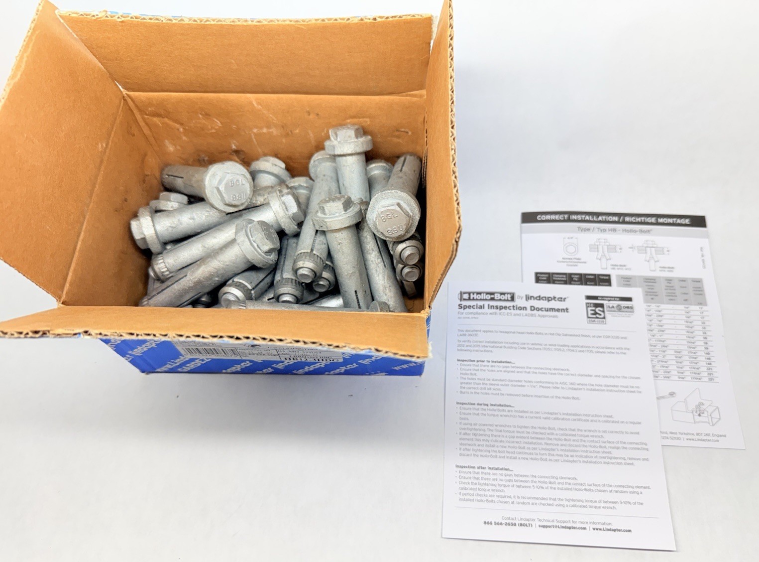 NEW (25-Pack) Lindapter HB12-3HDG Hollo-Bolt M12 1/2” Size 3, LHBM12#3HDG